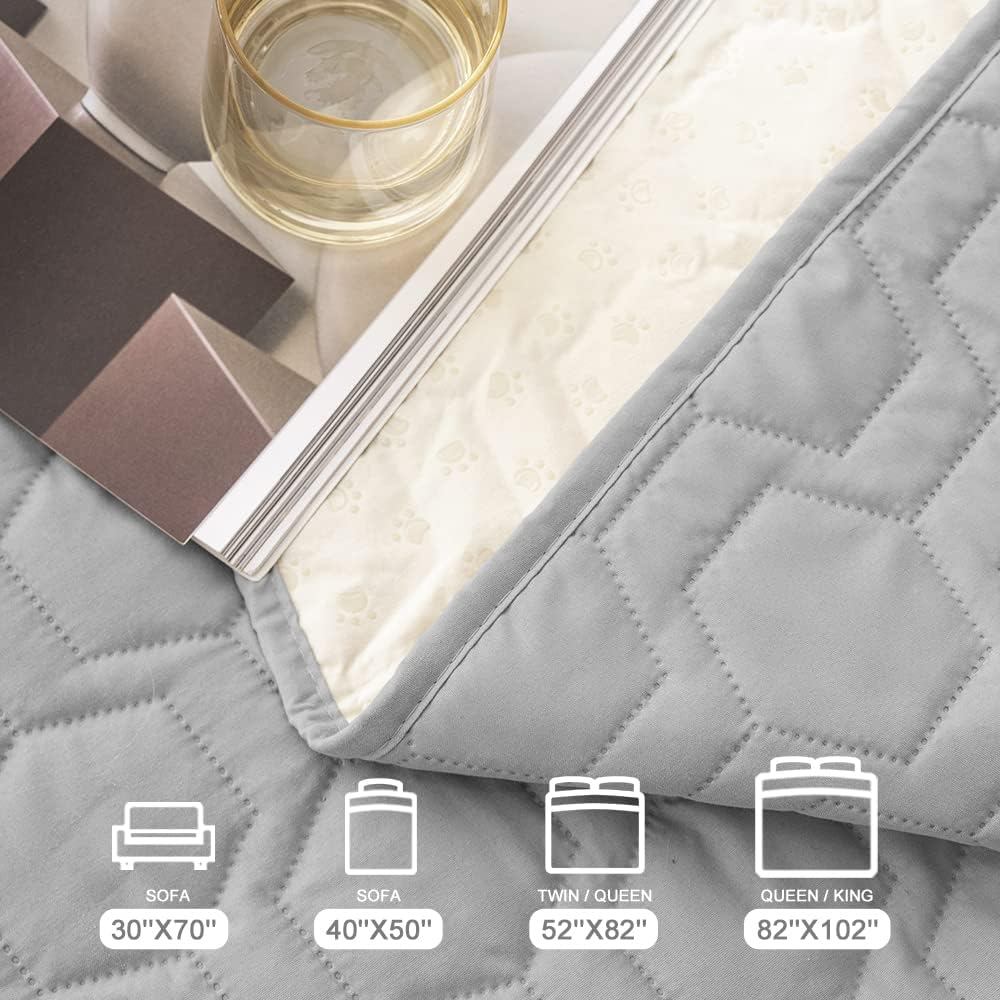 Tcksstex Waterproof & Non-Slip Dog Bed Cover and Pet Blanket Sofa Pet Bed Mat ，Car Incontinence Mattress Protectors Furniture Couch Cover for Most Cats Dogs,Pets<30X70-Light Grey>