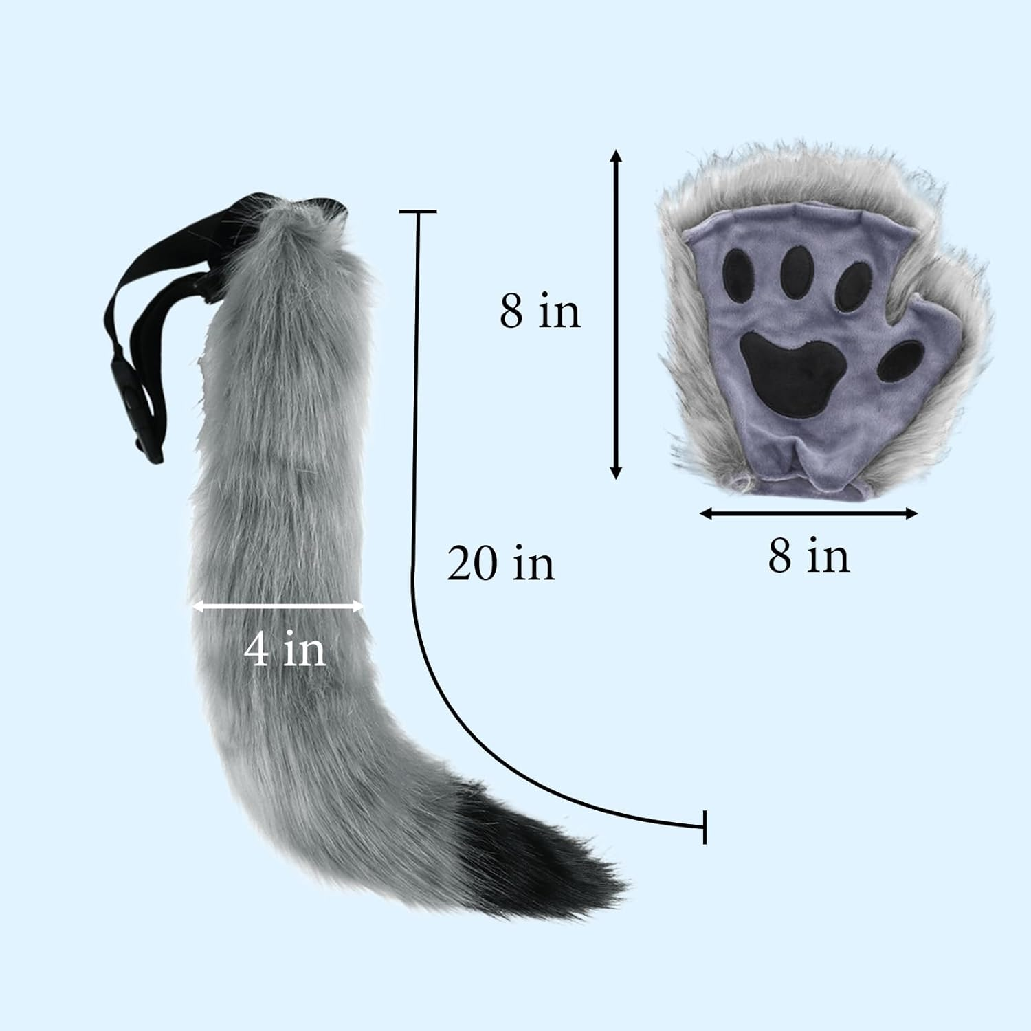 Furry Fox Ears Headband and Tail Set Plush Costume Accessories for Halloween and Cosplay with Fox Paws Perfect for Parties and Role Play Comfortable Design Suitable for All Ages