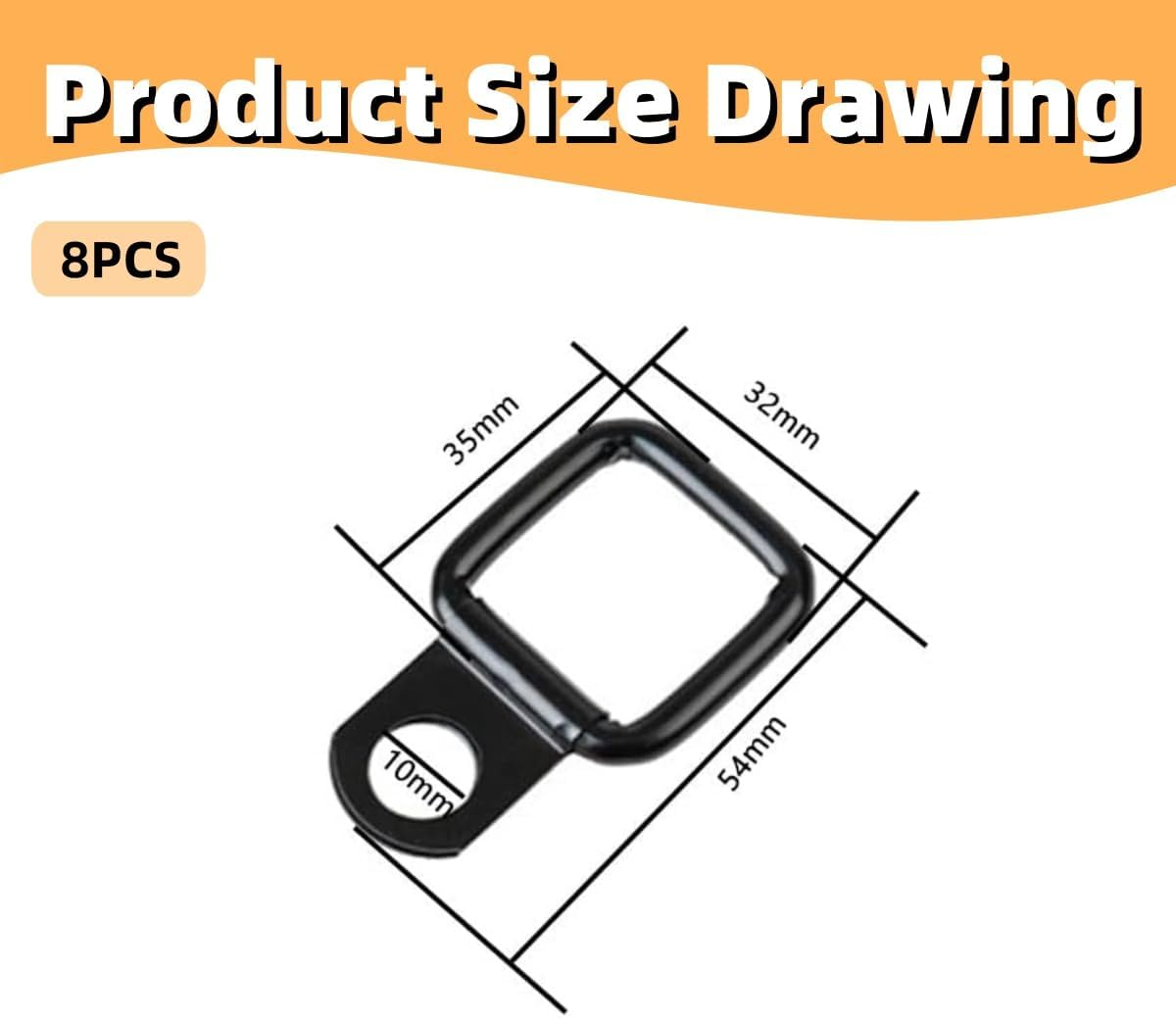 8 PCS Heavy Duty D-Ring Anchors,Easy-To-Install Truck Tie Downs,Ywbfove Compatible with Cargo Cover Mounts, Heavy-Duty Accessories for Truck, Trailer, Camper, Boat and More(Black)