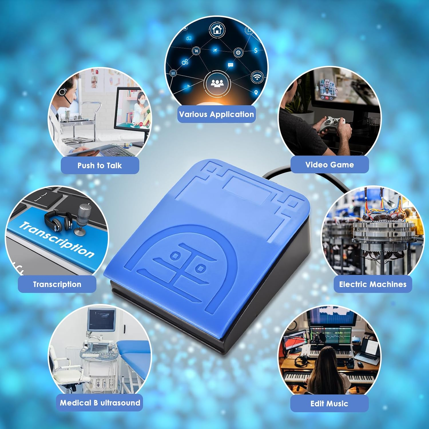 Ikkegol 2023 Upgraded USB Foot Pedal Switch - Hands-Free Control PC Footswitch Customized Programmable Keyboard Mouse Hotkey for Gaming Transcription HID, 10716C - Single Pedal image number 4