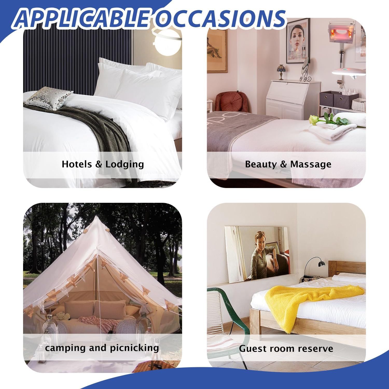 TORMEN 4 Pcs Disposable Sheet and Pillowcase Set 31"X19" Travel Hygiene Bedding Set for Hotel Camping Sterile Waterproof Portable Sheet Pillow Cover Kit No Wash Non Woven Fabric Trips image number 2