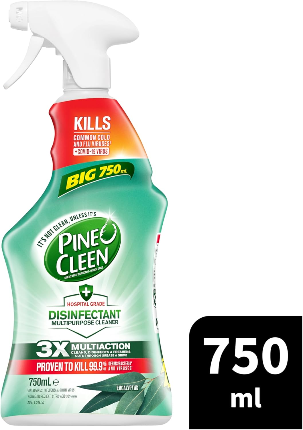 Pine O Cleen Disinfectant Multipurpose Cleaner Trigger Spray Eucalyptus 750Ml