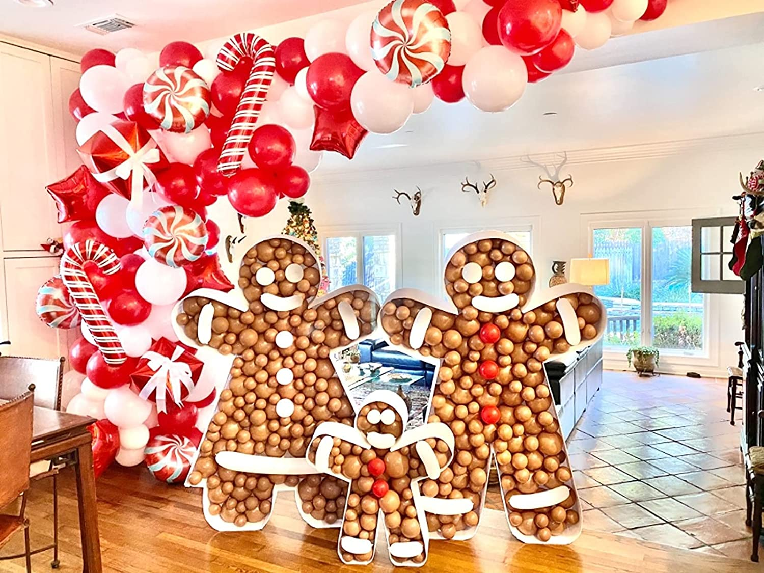 LDFWAYAU Red Balloon Garland Arch Kit for Christmas Red Candy Stars Balloons Xmas Baby Shower Birthday Wedding Party Decorations with Balloon Strip and Glue Dots (B) image number 1