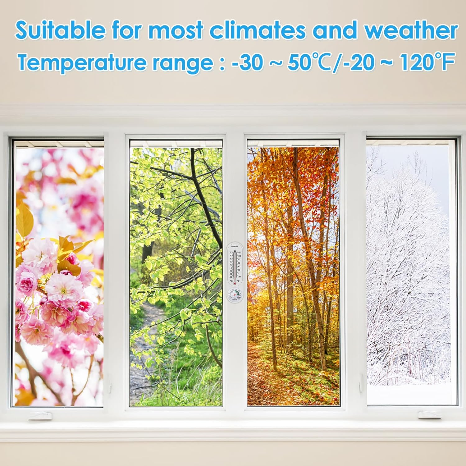 Ihvewuo 5Pcs Outdoor/Indoor Thermometer Hygrometer with Celsius/Fahrenheit Wall Thermometer Humidity Meter Mechanical Vertical Thermometer and Hygrometer for Garden Home Cellar Greenhouse(White) image number 6