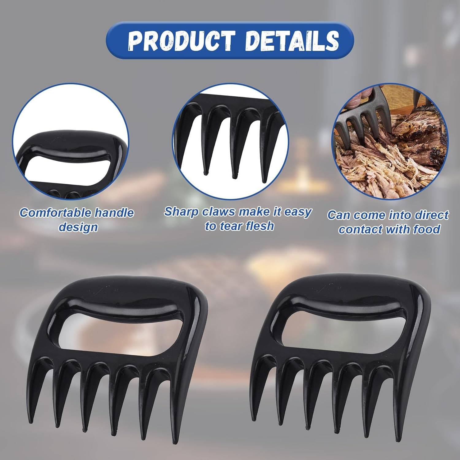 2Pcs Chicken Shredder,Chicken Shredder Tool,Meat Claws for Shredding,Meat Shredder Tool,Shredding Claws,Bbq Claws for Shredding Meat. image number 3