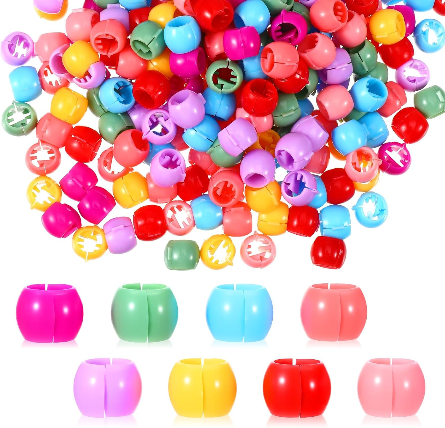 Ptwola 300 Pcs Rainbow Mini Hair Beads Plastic Tiny Hair Claw Clips Colorful Beads Clip Cute Candy Hairs Decorations Wear Braid Hairs Accessories Suitable for Women Girls image number 3