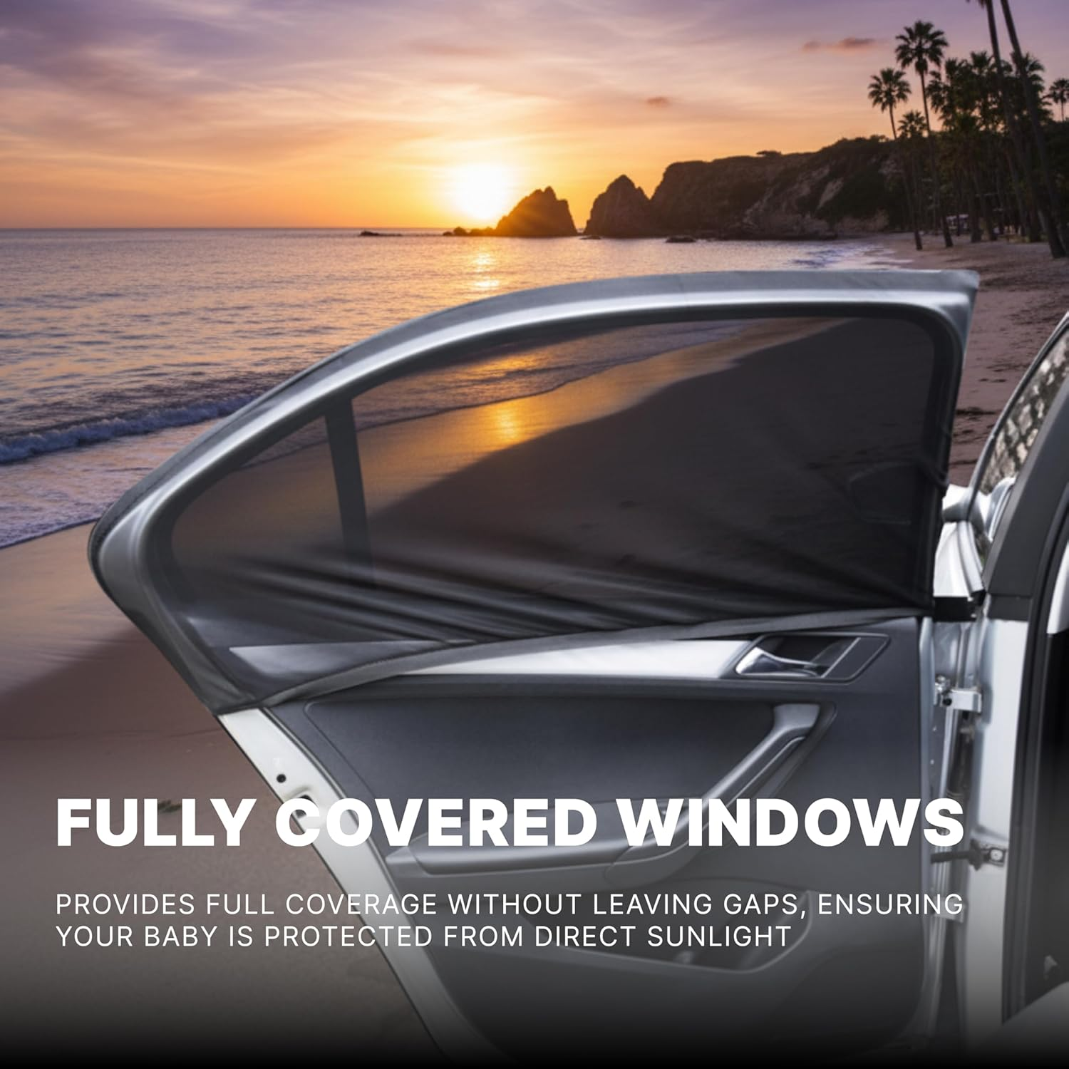 2 Pack Premium Car Window Shade, UV Protection Car Shades for Side Windows Baby, Full Coverage Car Window Sun Shade, Adjustable Mesh Car Window Cover for Baby, Fits Most Vehicles image number 4