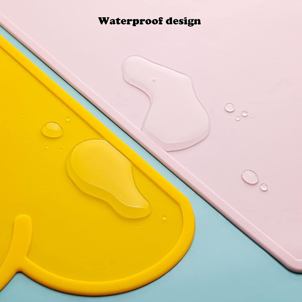 Love Dream Silicone Pet Feeding Food Mat with Raised Edge, Anti-Slip Waterproof Pet Bowl Mat Placemat for Dog and Cat (Sky Blue) - Blue image number 7