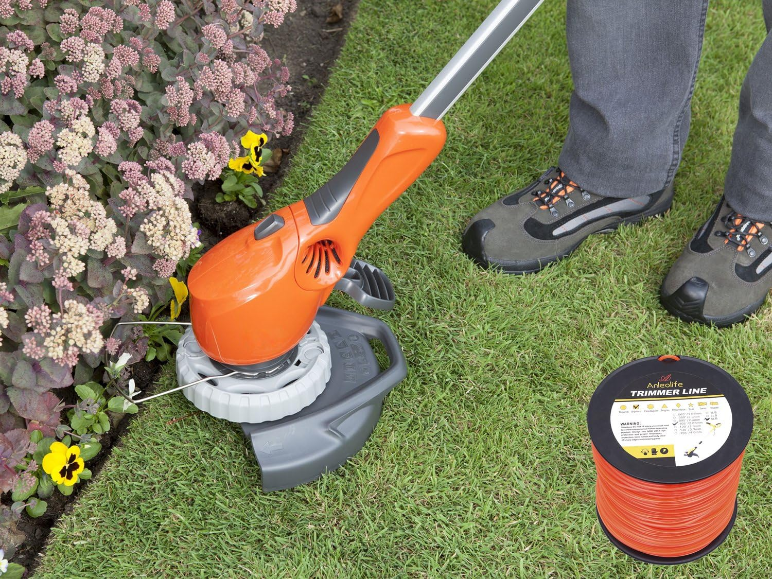 Anleolife 5-Pound Commercial Square .105-Inch-By-1038-Ft String Trimmer Line in Spool,With Bonus Line Cutter, Orange image number 3