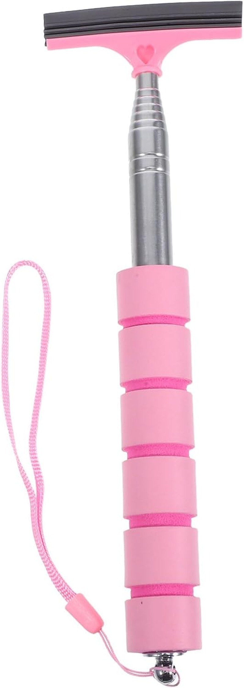 UTHCLO Car Rearview Mirror Cleaner Tool Extendable 21.5-96Cm Pink Windshield Wiper Brush Multi-Functional Car Cleaning Kit for Rainproof Auto Glass Maintenance image number 4