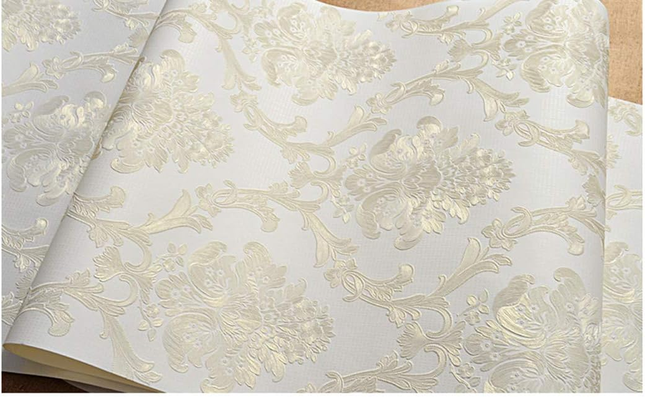 Victorian Damask Embossed Wallpaper Peel and Stick Wall Paper Mural for Bedroom Bathroom Living Room Home Decoration (Light Blue，53Cmx5M)