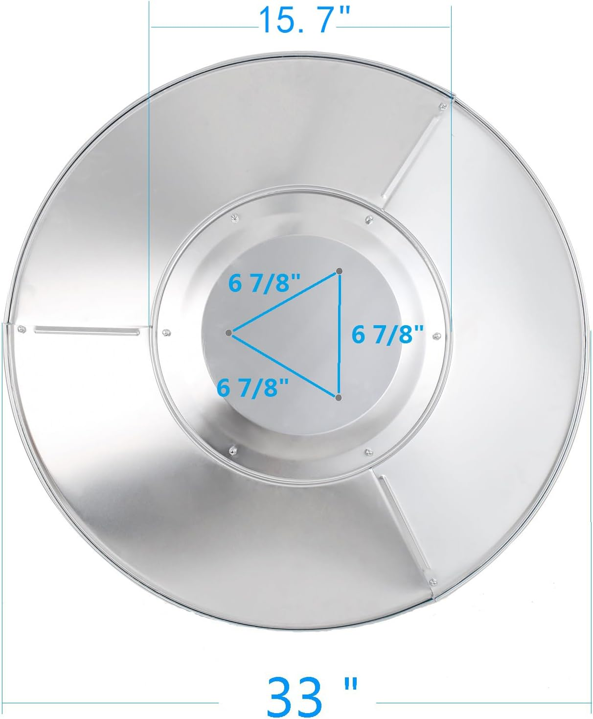 HQQ Outdoor Patio Heater Reflector Shield, Aluminum Heat Reflector Shield Top for Propane Outdoor Heaters,Dome Replacement Parts(3-Hole Mount，33" Diameter Round) image number 5