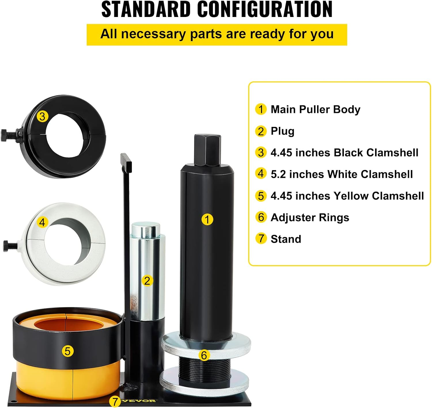 VEVOR Carrier & Pinion Bearing Puller, Compatible with Dana 30,40,50,60,70, 80, Ford 10.25" Bearings, Pinion Puller Tool with 3 Clamshells, 45# Steel Clamshell Bearing Puller for Auto Repair image number 4