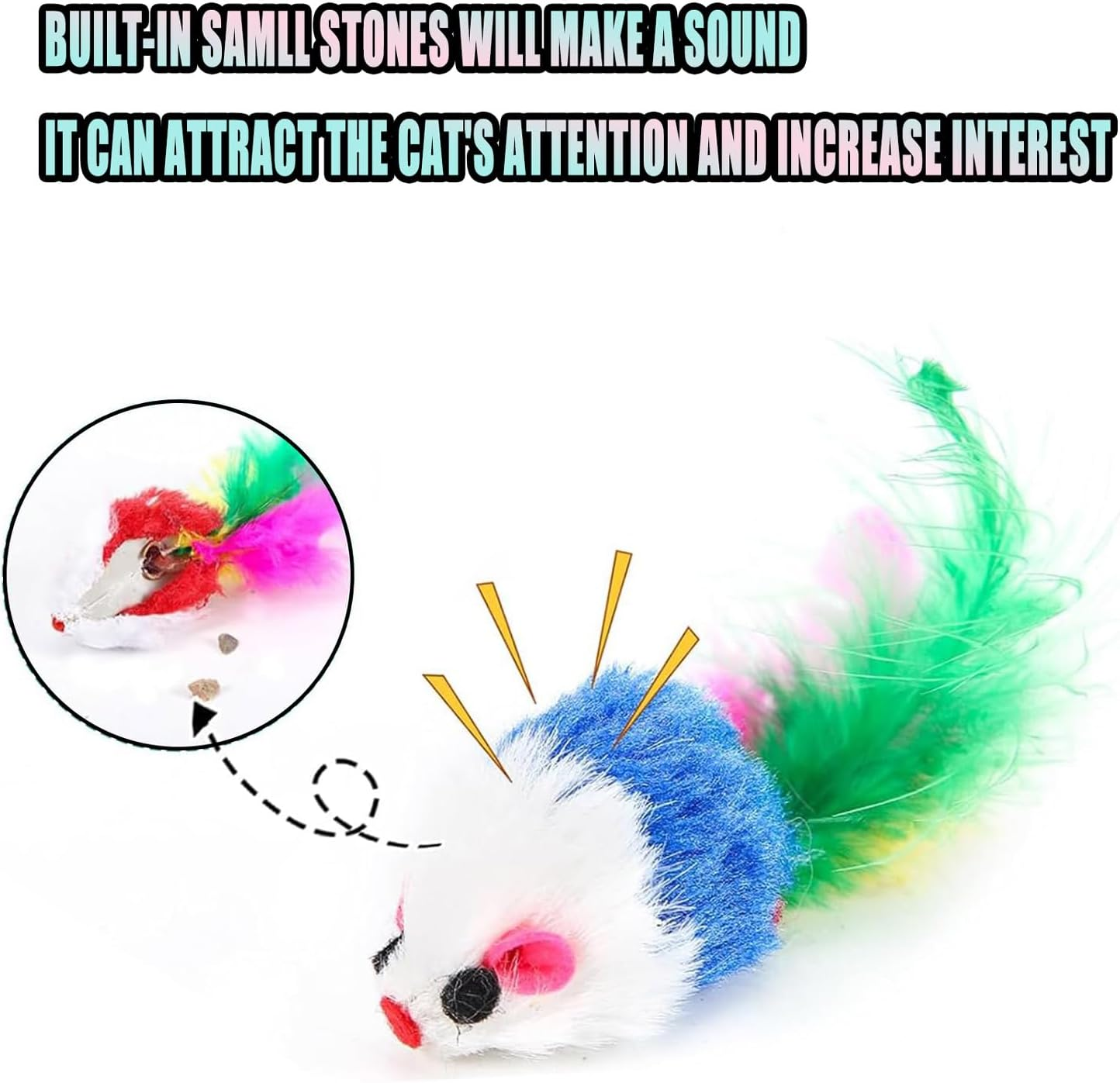 JOOTUEPO 10PCS Cat Mouse Toy, Furry Cat Toy Mouse Toy for Cats Kitten Interactive Cat, Small Mouse Activity Interactive Toy Toy Mouse, Mixed Pack Cat Mouse Toy for Cats image number 3