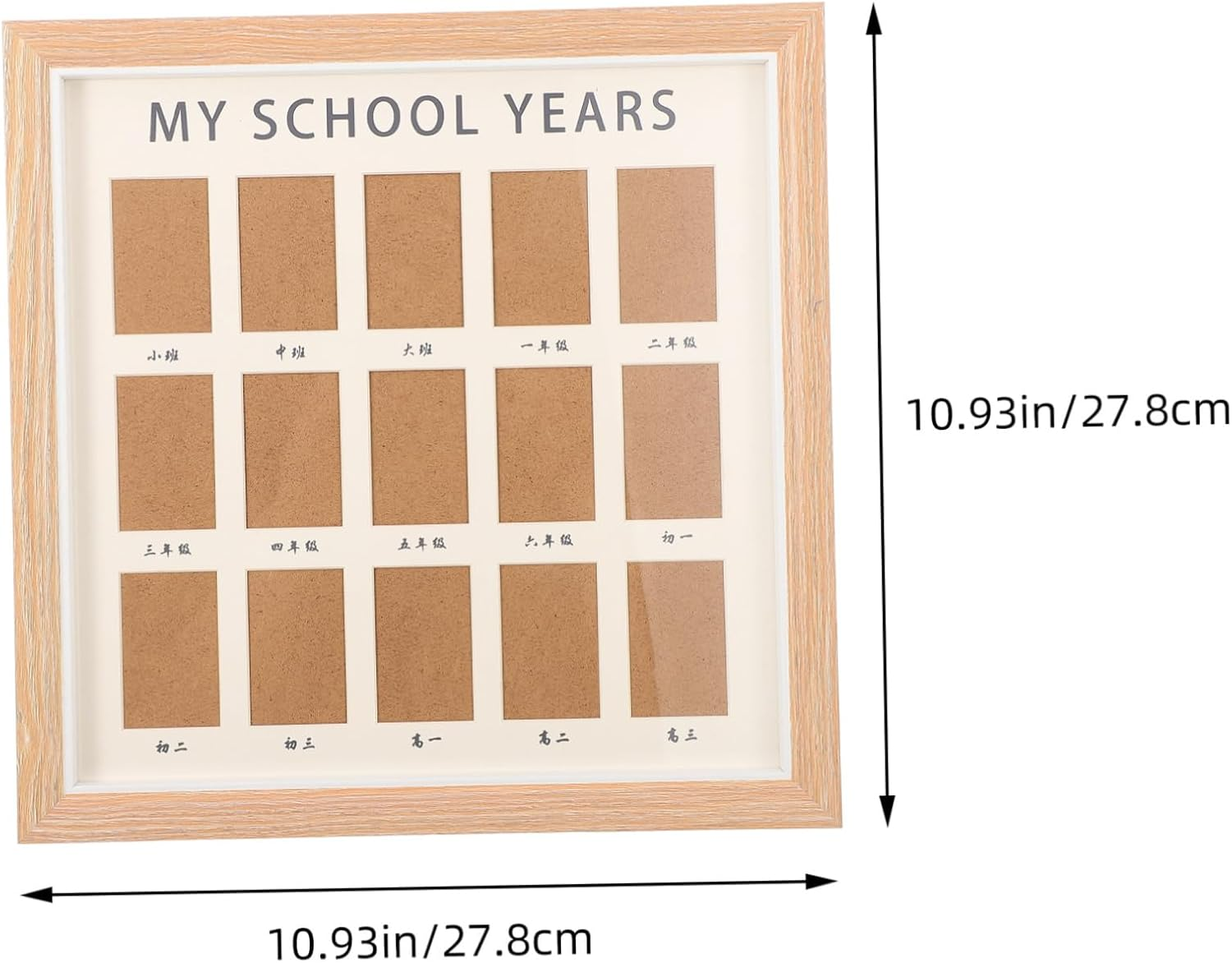 Yardwe Boy Girl'S Growth Photo Album Wood Commemorative Frame School Year Picture Display Tabletop Photo Holder for Milestones Growth Record Album for Boys and Girls image number 2