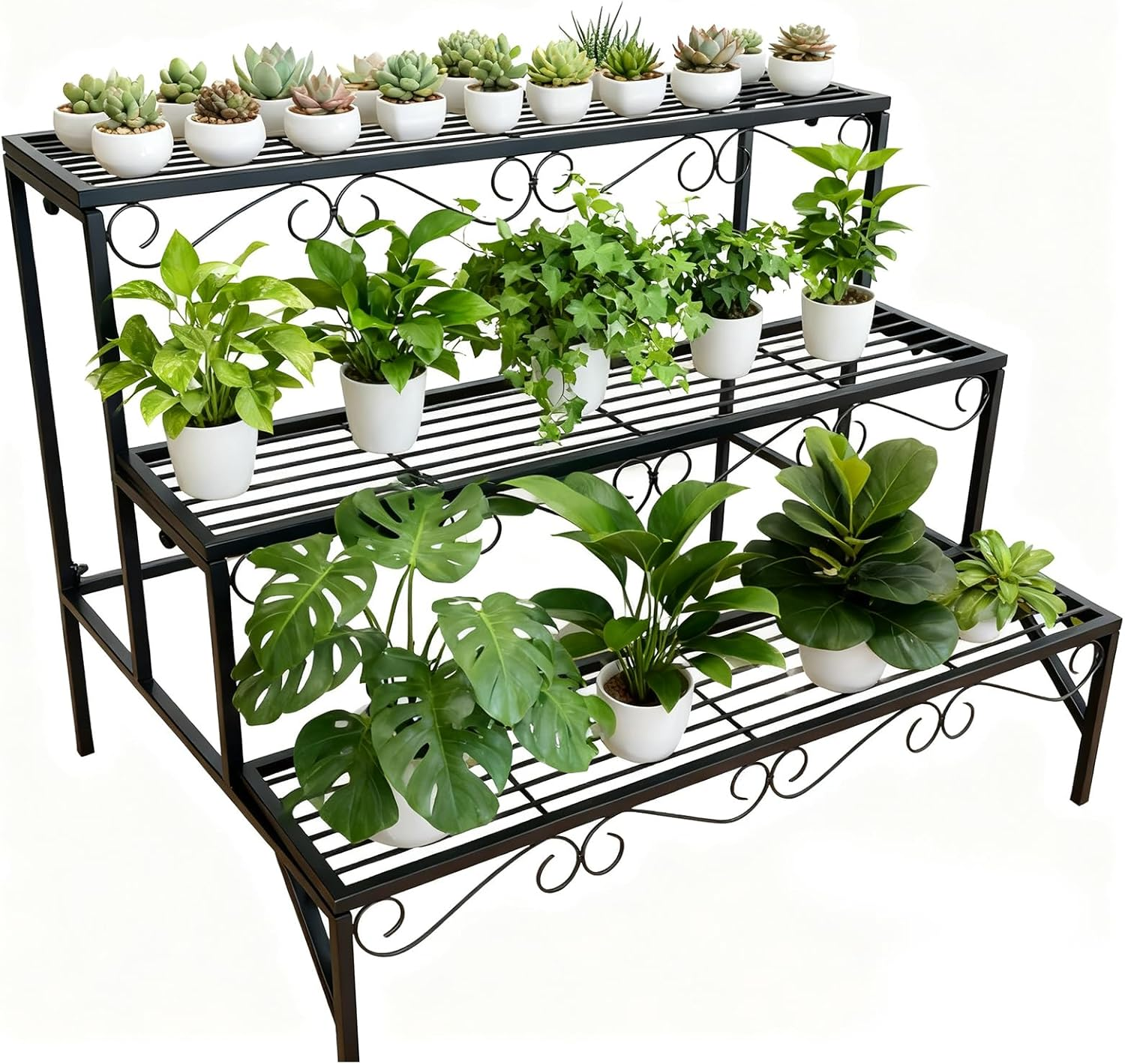 3-Tier Plant Stand, Heavy Duty Plant Stands for Indoor and Outdoor, 27" Flower Pots Plant Storage Shelf Decoration Racks for Living Room, Balcony, Patio image number 3