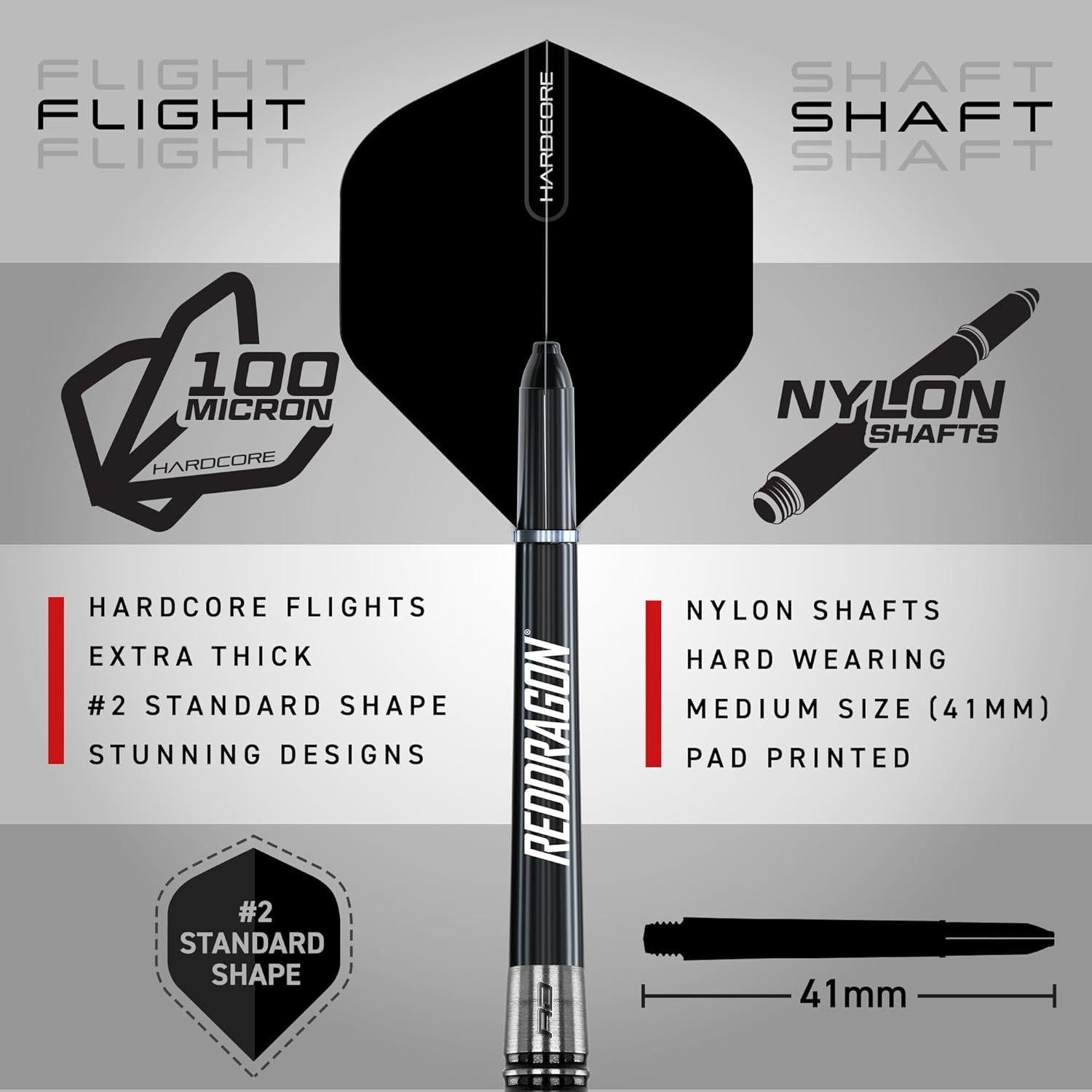 Pegasus Tungsten Steel Darts Set - Black Red Dragon Shafts, Black Winmau Flights, Wallet & Red Dragon Checkout Card image number 4
