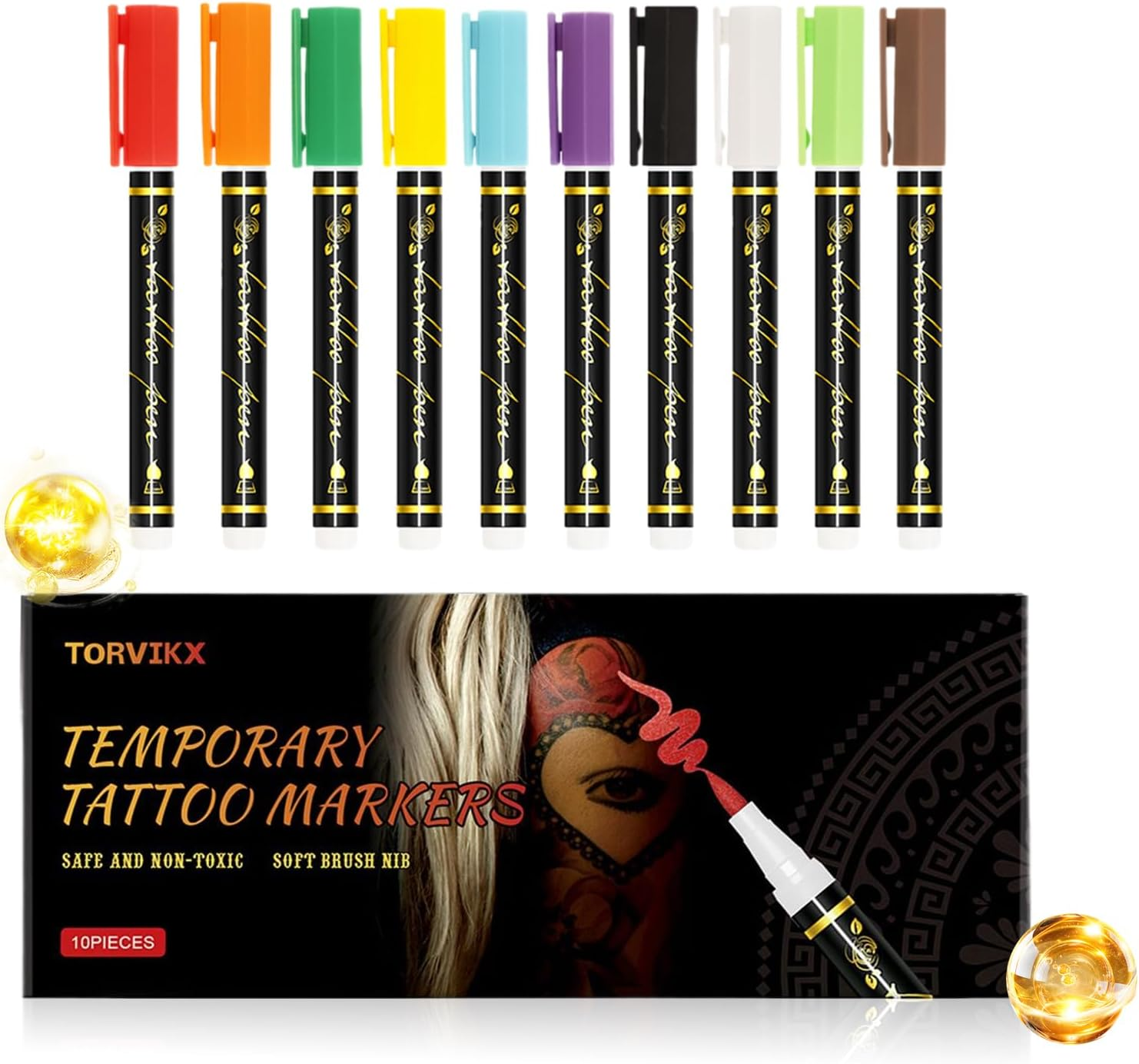 Body Marker,10 Colors Skin-Friendly Face Paint,High-Definition Skin Markers - for Kids Adults Birthday Party Cosplay Festival Makeup Role-Playing Gathering image number 5