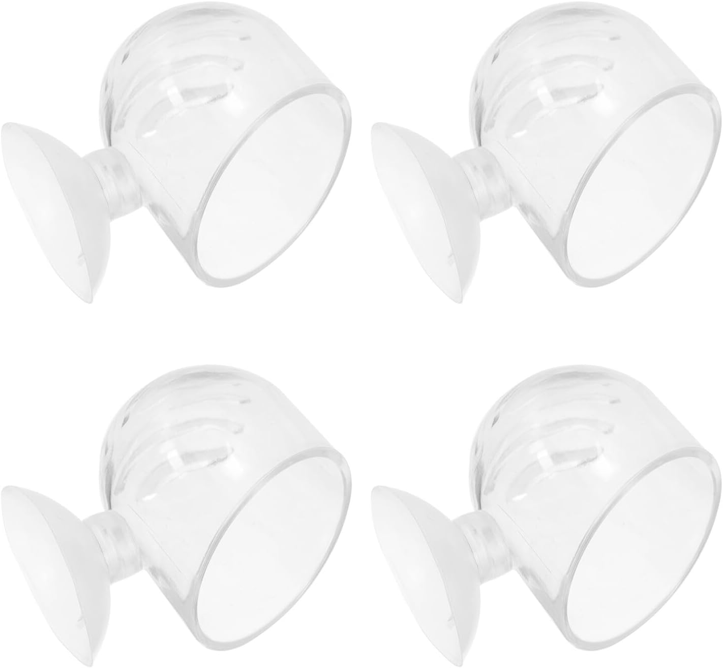 Garneck 4Pcs Transparent Red Feeding Cups for Fish Tank Aquarium Aquatic Plant Cups with Strong Suction for Easy Installation and Cleaning Feeding Supplies for Aquatic Pets and Underwater