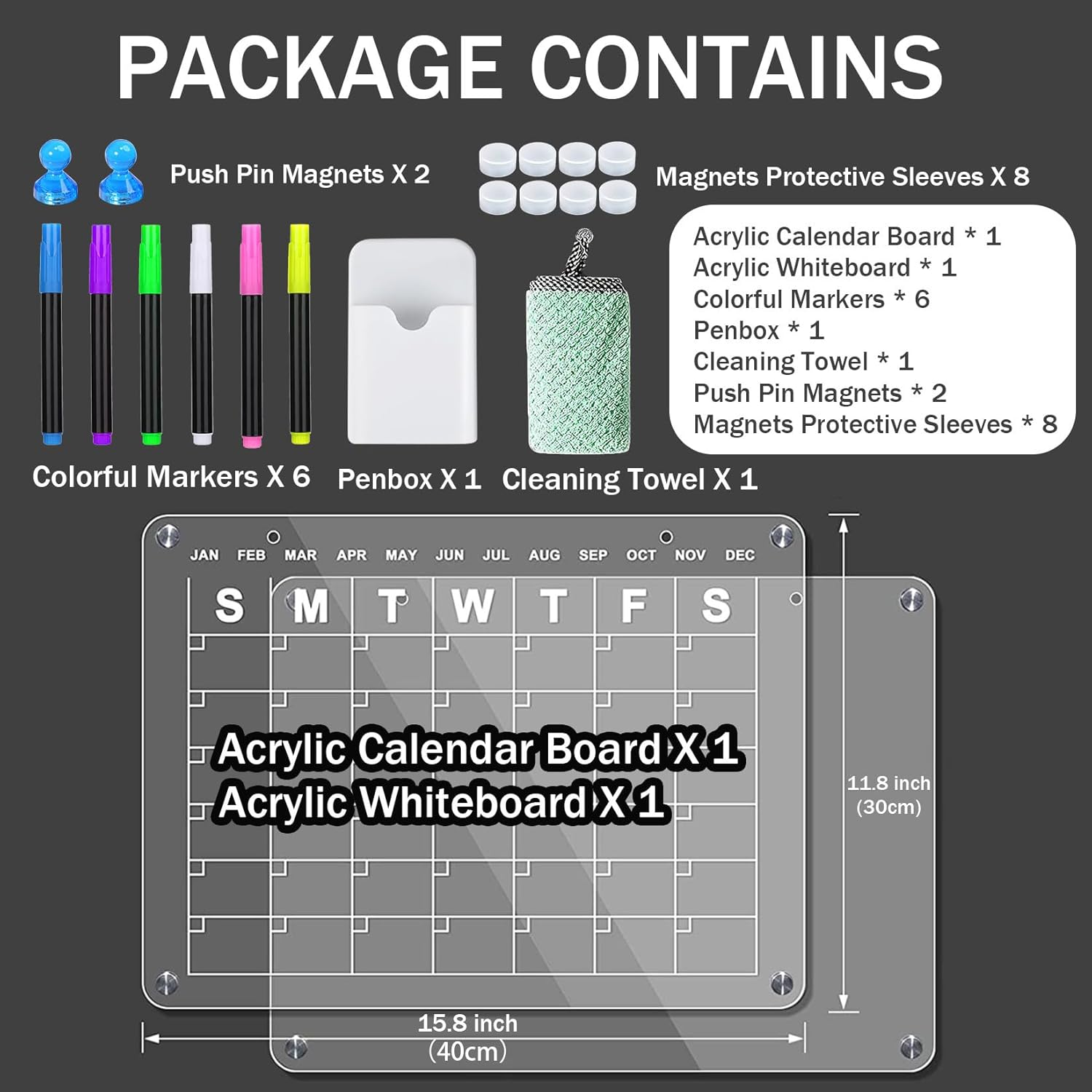 Acrylic Magnetic Fridge Calendar Monthly and Whiteboard Dry Erase Board Reusable Wall Calendar Fridge Whiteboard image number 3