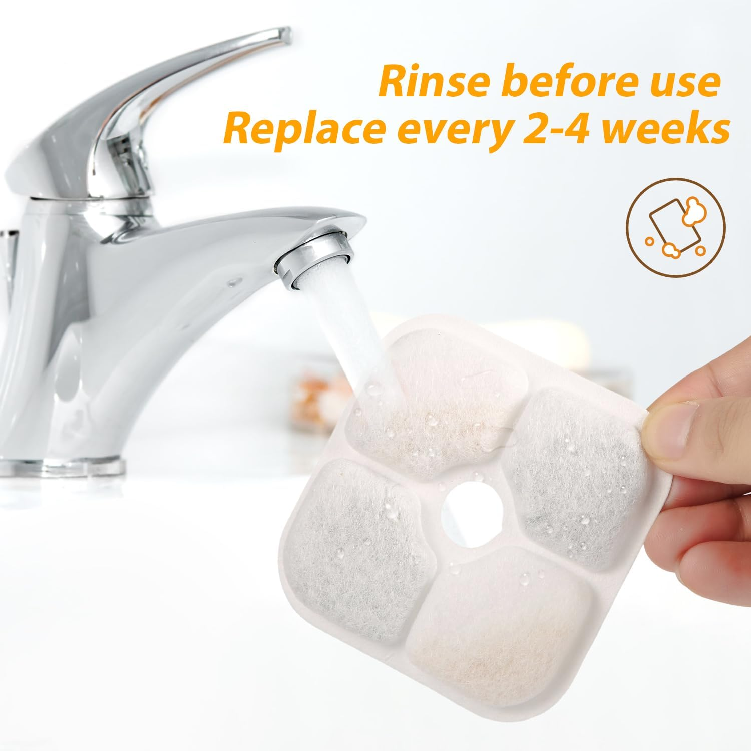 12Pcs Cat Fountain Filter Sponge, Cat Water Fountain Filter Portable Water Fountain Filter Replacement Compatible for Catit PIXI Pet Cat Dog Water Dispenser image number 2