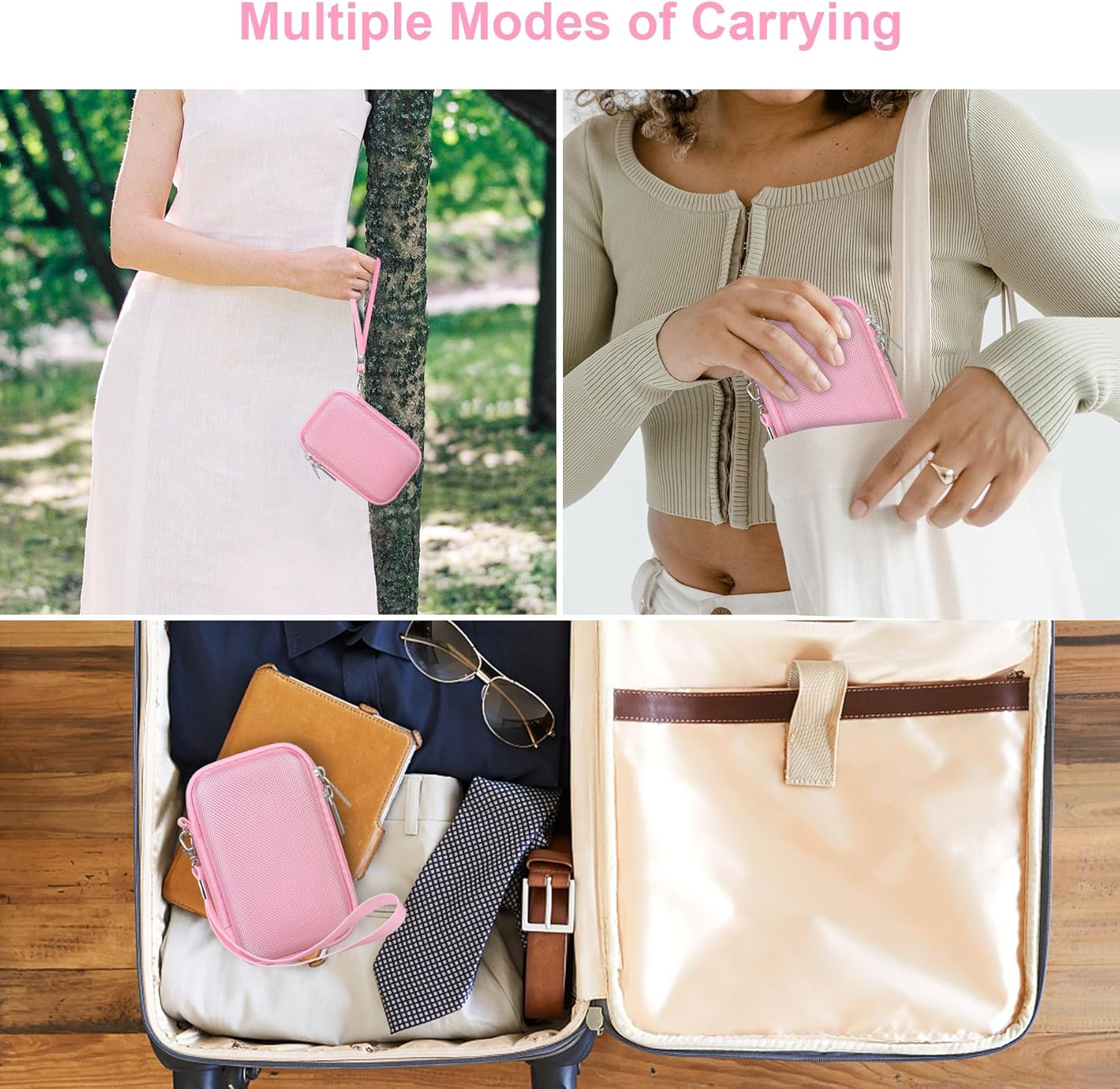 Canboc Carrying Case for Sony ZV-1/ ZV-1F/ ZV-1 II Digital Camera for Content Creators, Sony ZV1 Vlogging Camera Bag, Zipper Mesh Pocket Fits USB Cable, Batteries, Pink image number 4