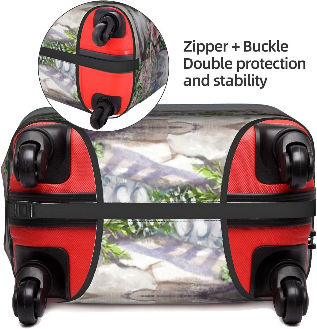 Odddot Paris Eiffel Tower with Flowers Print Travel Luggage Cover,Suitcase Protector Cover, Washable Baggage Covers,For 18-32 Inch Luggage, Paris Eiffel Tower with Flowers, Small image number 5