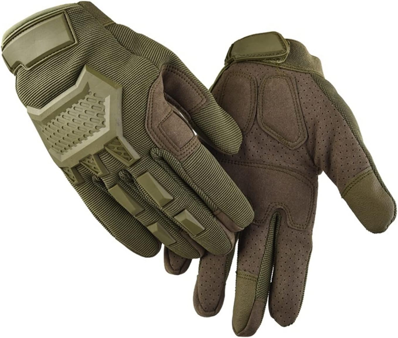 KANGYEBAIHUODIAN Men Women Motorcycle Gloves Non-Slip Full-Finger Gloves Touch Screen Wear-Resistant Tactical Gloves Outdoor Sport Riding Gloves (Color : Army Green, Size : XL) image number 1