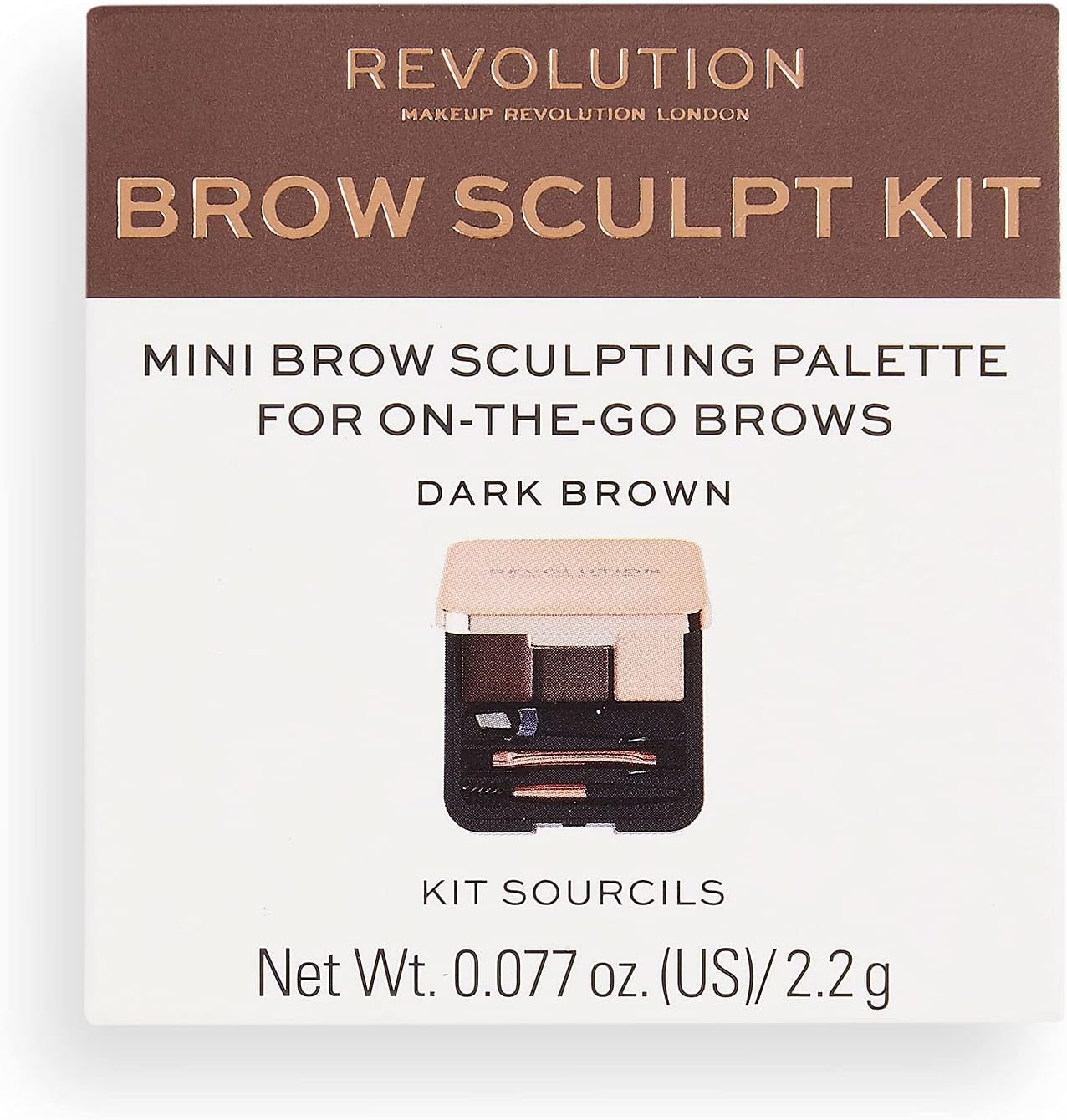 Makeup Revolution Eyebrow Kit, Brow Palette for Sculpting the Perfect Brows, Vegan & Cruelty-Free, Dark, 0.077Oz/2.2G image number 2
