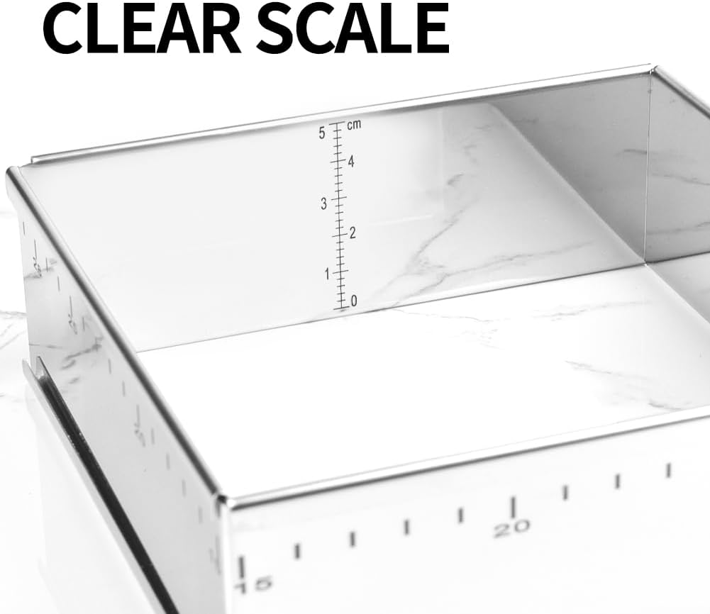 Guowall 15-29Cm Square Cake Ring Mould Adjustable Stainless Steel Mousse Ring Extensible Nonstick Cake Cutter for Baking image number 6