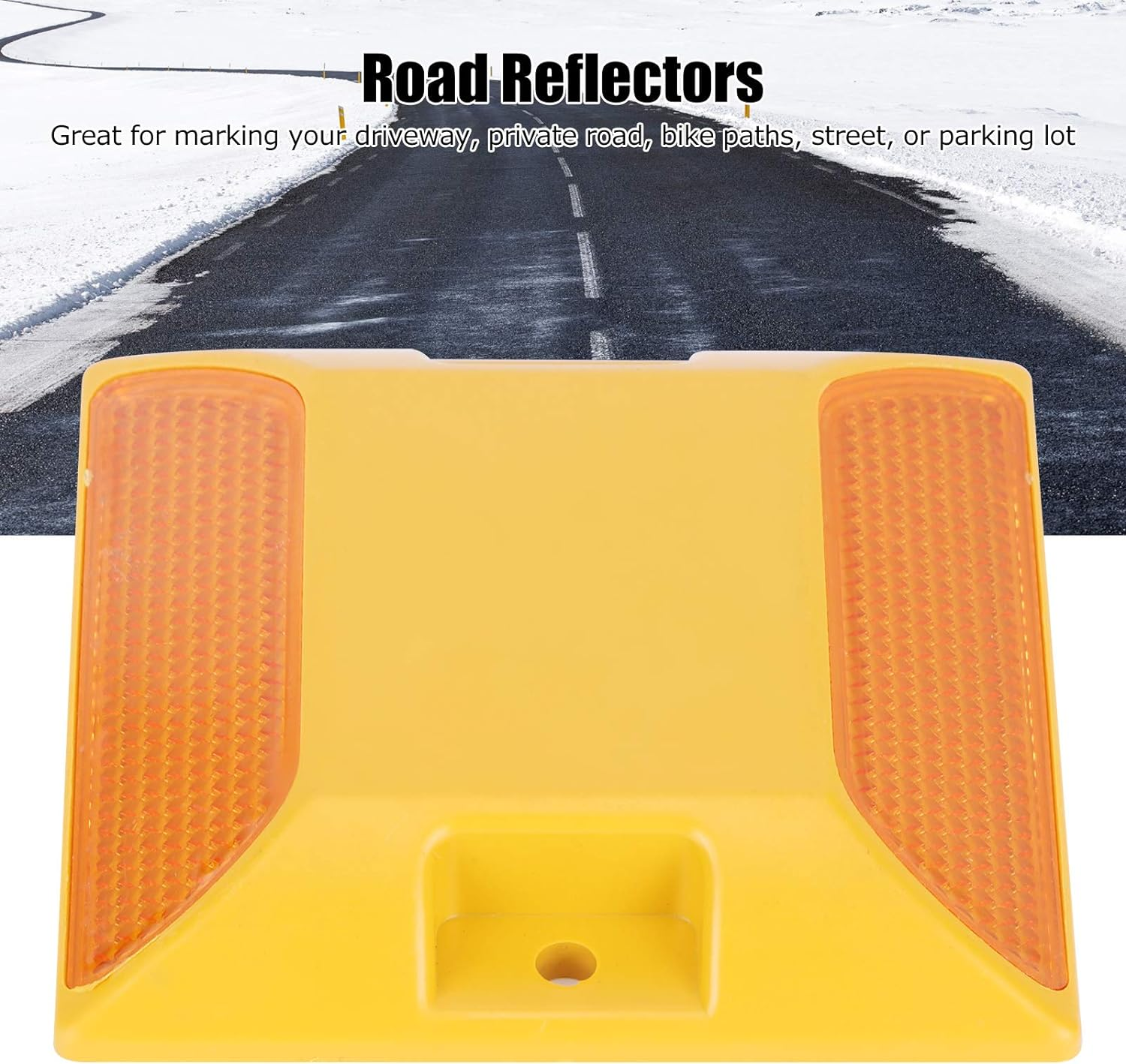 Reflective Road Marker 6PCS Double Yellow Plastic Road Reflectors Street Pavement Driveway Stud Markers Reflective Rewritten image number 6