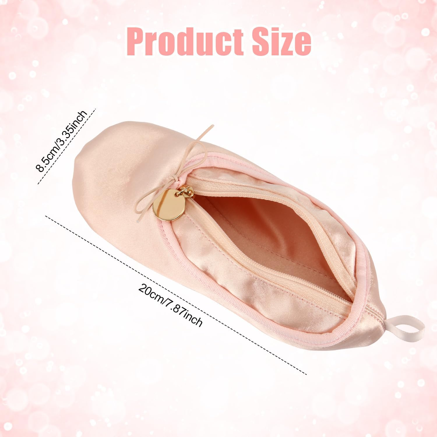 PEUTIER Ballet Shoe Makeup Bag, Pink Ballet Slipper Bag Dancer Cosmetic Bag Portable Ballet Pointe Shoe Makeup Pouch Organizer for Woman Girl Dancers Travel Gifts, Pink, M image number 1