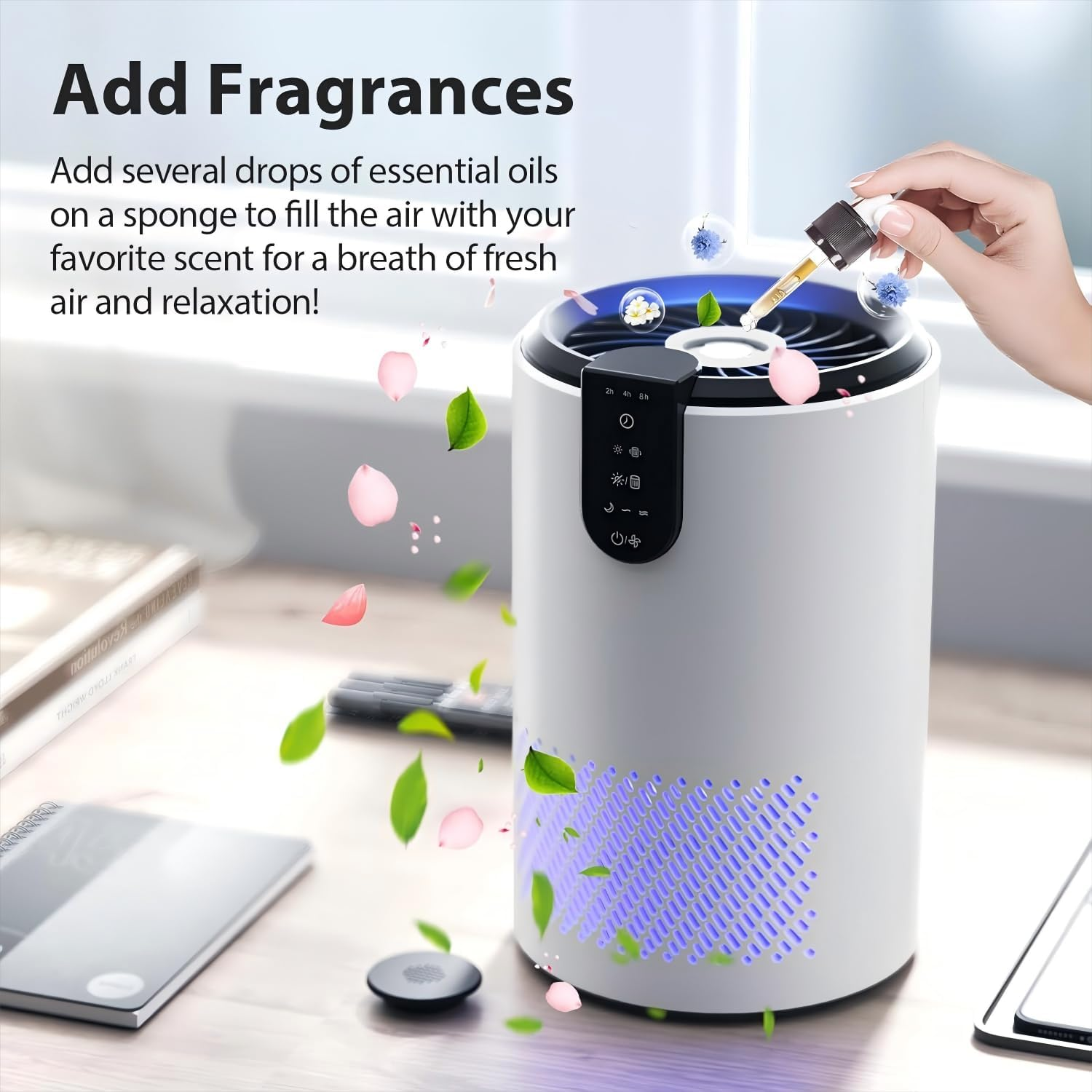 Air Purifiers for Home, Air Purifier for Bedroom up to 50㎡, Room Air Purifier with 3-In-1 Filter for Dust Dander Odors Smoke, Small Air Purifier with Timer, Sleep Mode for Office Bedroom image number 4