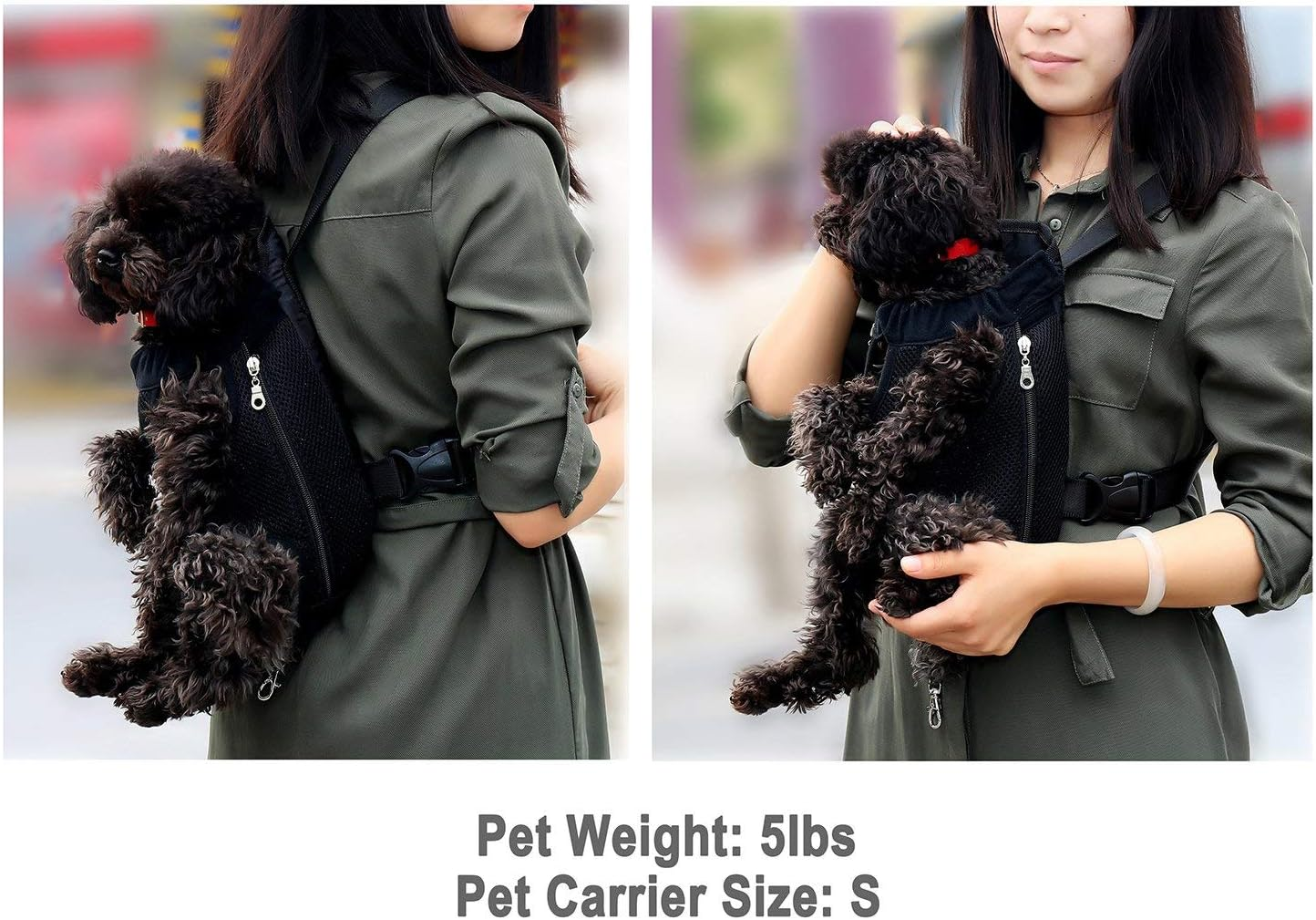 Yelesley Pet Dog Carrier Backpack Mesh Camouflage Outdoor Travel Products Breathable Shoulder Handle Bags for Small Dog Cats (S, Black) image number 3