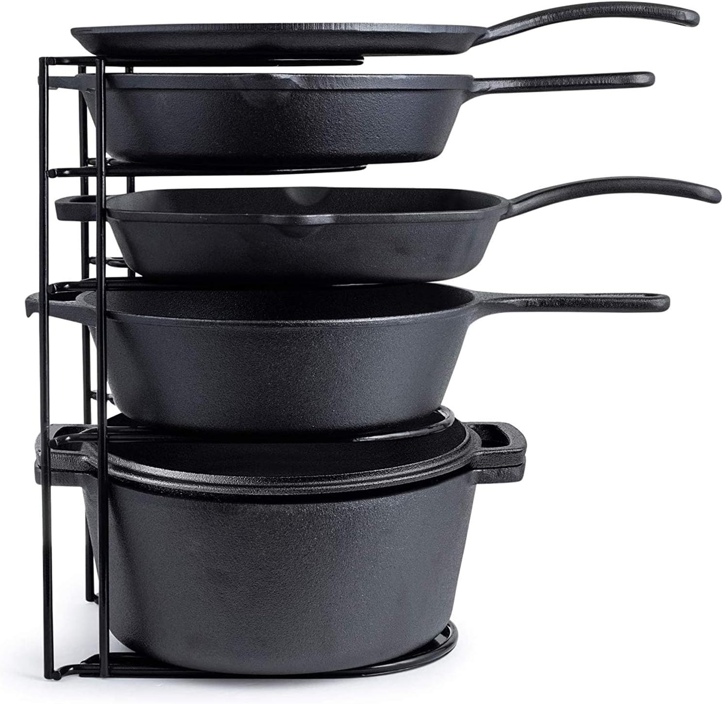 Heavy Duty Pan Organizer, Extra Large 5 Tier Rack - Holds a Dutch Oven - Durable Steel Construction - Space Saving Kitchen Storage - No Assembly Required - Black. 15-Inch image number 5