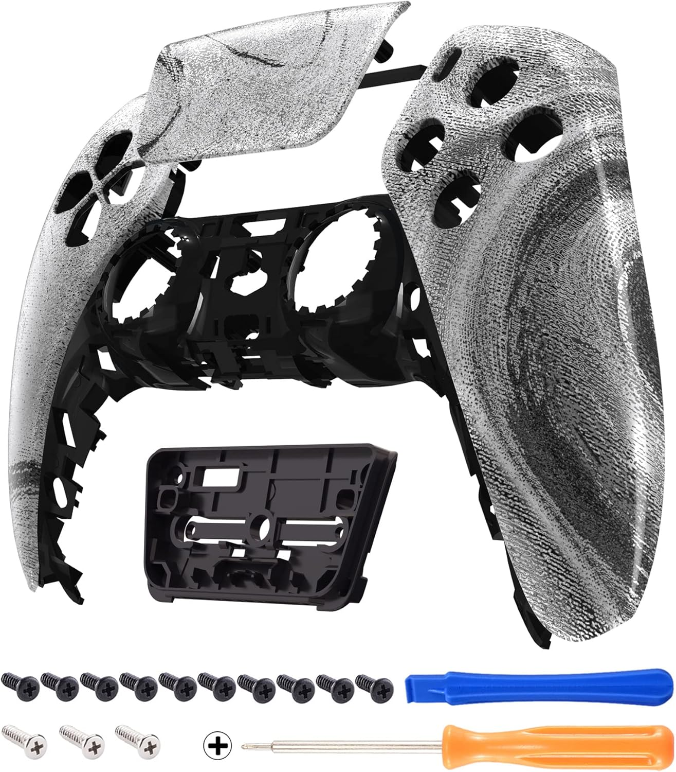 Extremerate Silver Wave Touchpad Front Housing Shell Compatible with Ps5 Controller, DIY Replacement Shell Custom Touch Pad Cover Faceplate Compatible with Ps5 Controller image number 5