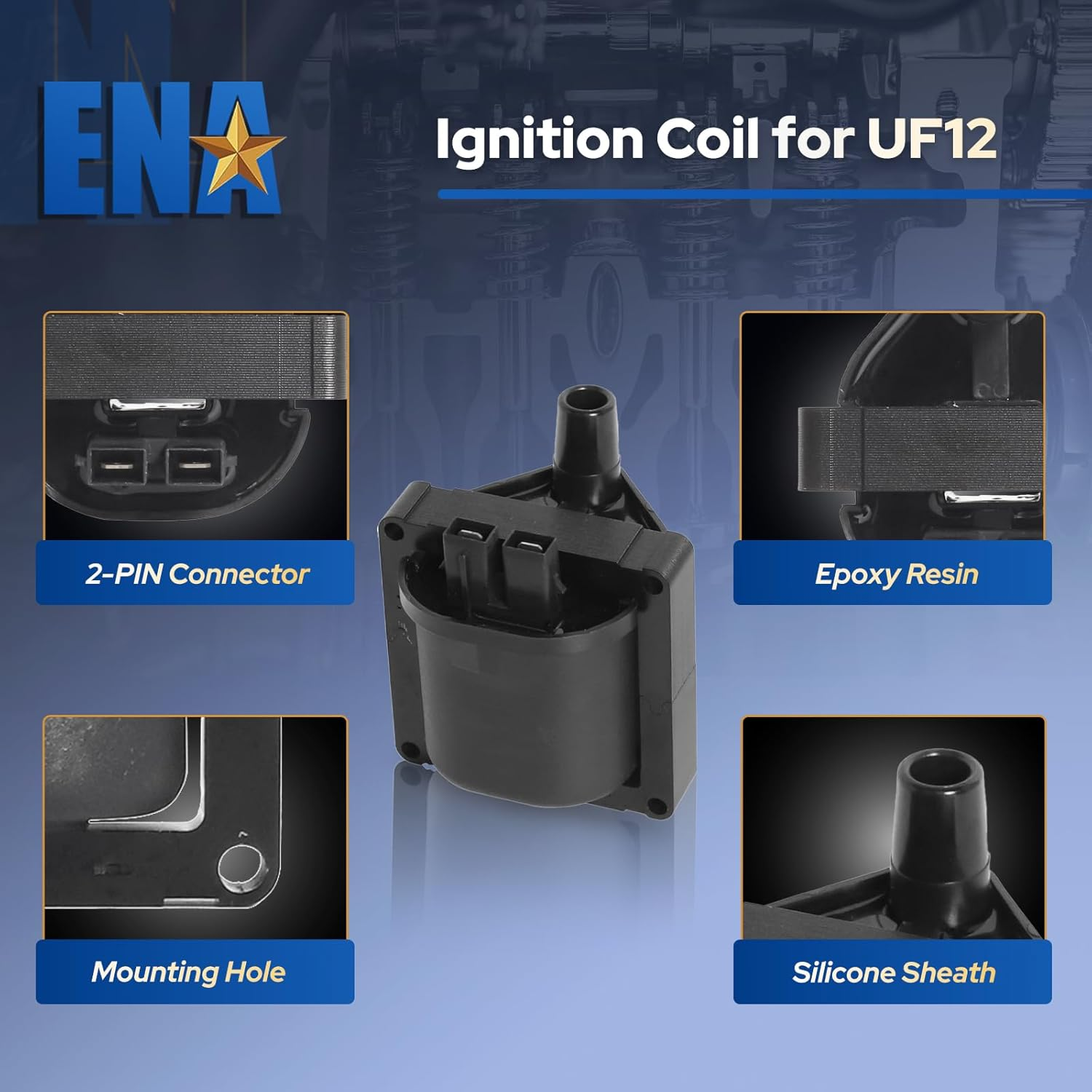 ENA Ignition Coil Pack Compatible with Toyota Pickup Cressida Celica Corolla Tercel 4Runner, Automotive Replacement Parts for C865 UF-12 image number 2