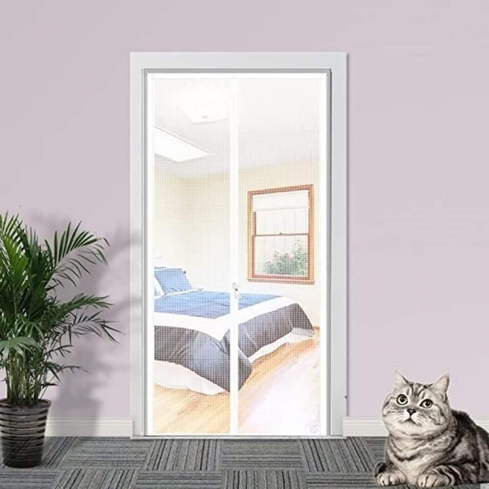 Screen Door Cat Screen Door Fits Door,Reinforced Pet Proof Door Screen,Double Zip Door Screen Mesh for Prevent Cats and Dogs from Escaping.-A||100X220Cm image number 2