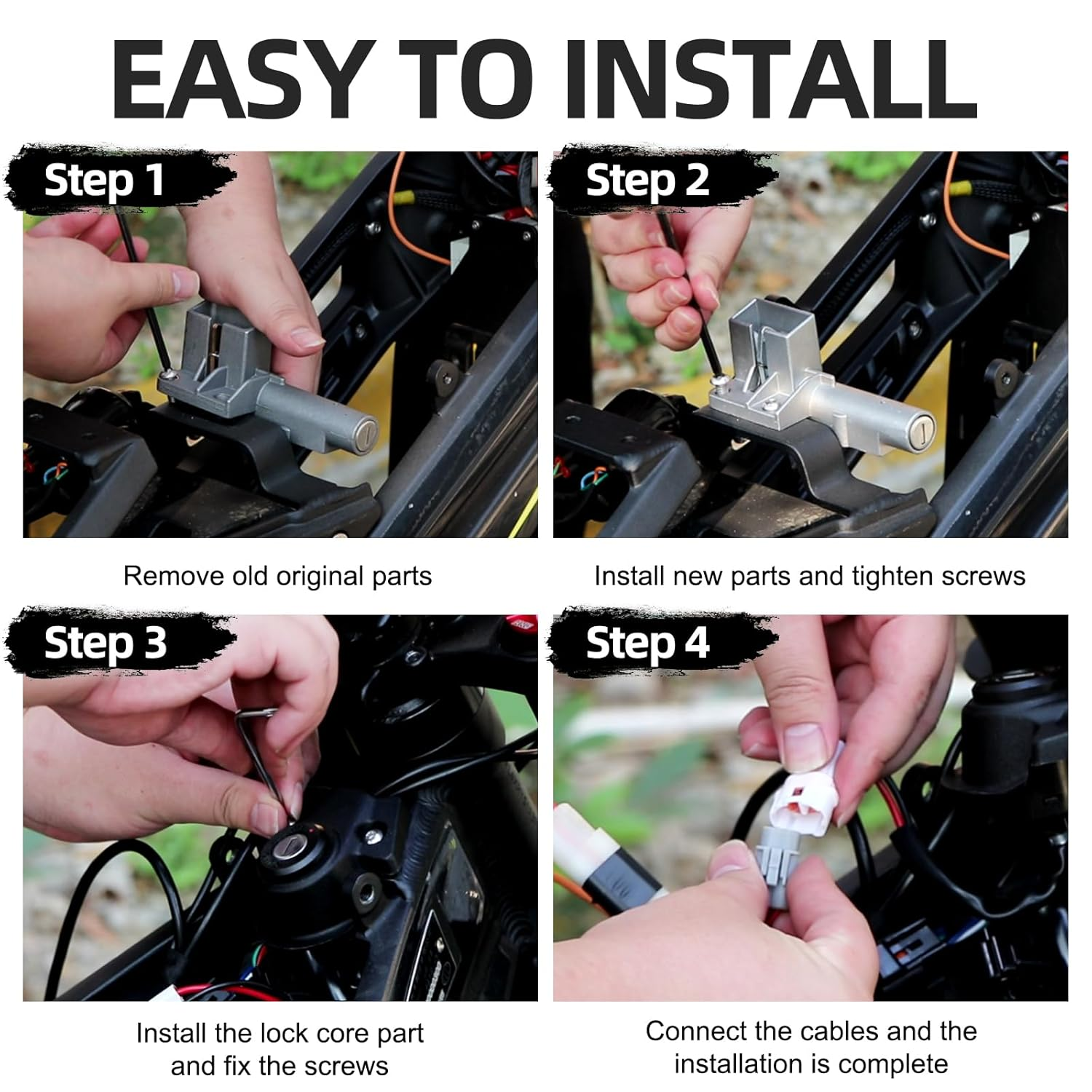Motorcycle Ignition Key Switch Kit for All Talaria Sting, Motorcycle Ignition Lock Cylinder with 2Pcs Key Front Lock, Ignition Starter on off Switch Key Set for Taparia Sting image number 4