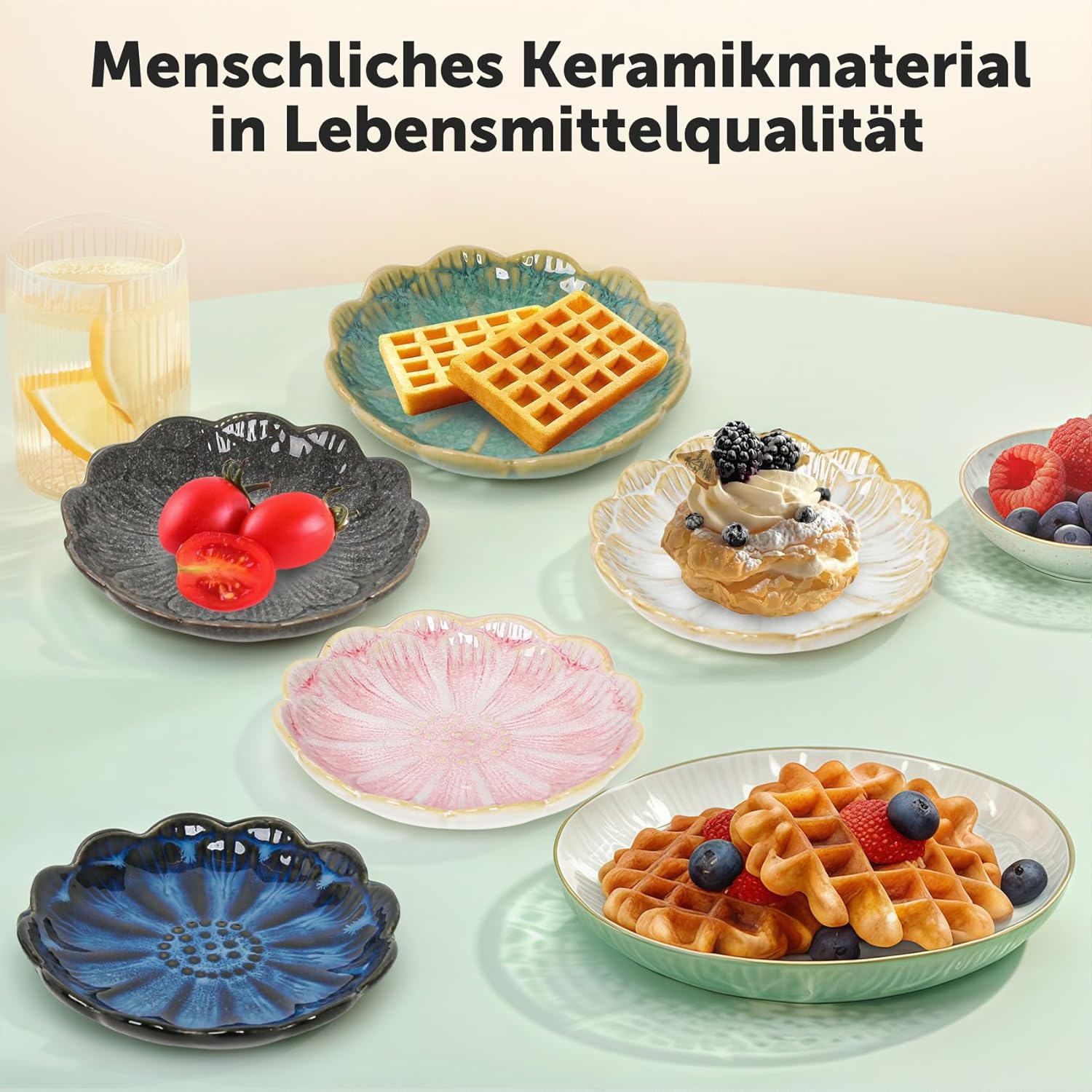 Skrtuan Ceramic Cat Bowl, Pack of 5 Cat Feeding Bowls, Cat Bowls for Kittens and Small Animals, Cat Food Bowl, Flat Feeding Bowl, Cat Bowl Set image number 1