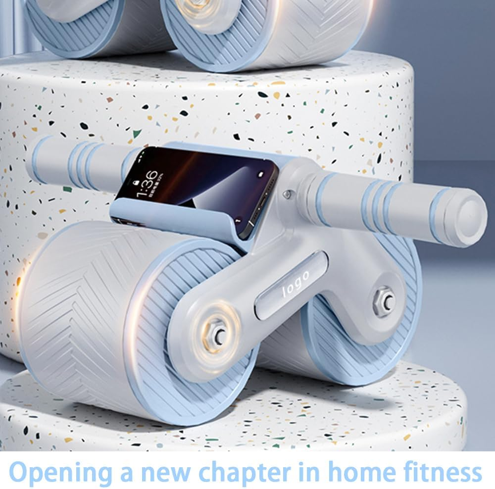 Ab Roller Wheel,Abdominal Trainer,Automatic Rebound Ab Wheel,Abdominal Exercise Equipment,For Home Gym Core Fitness,Ab Workouts and Strength Training, for Bodybuilding Workout, with Mat image number 2