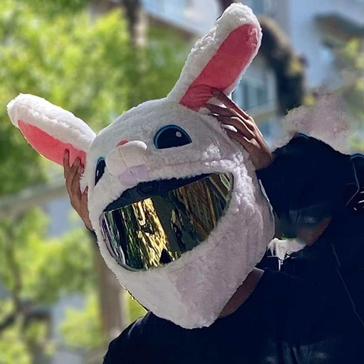 Helmet Plush Cover, Motorcycle Helmet Cover Furry Motorbike Helmet Covers Fluffy Helmet Cover Protection Cover for Universal Plush Animal Helmet Covers Christmas image number 1