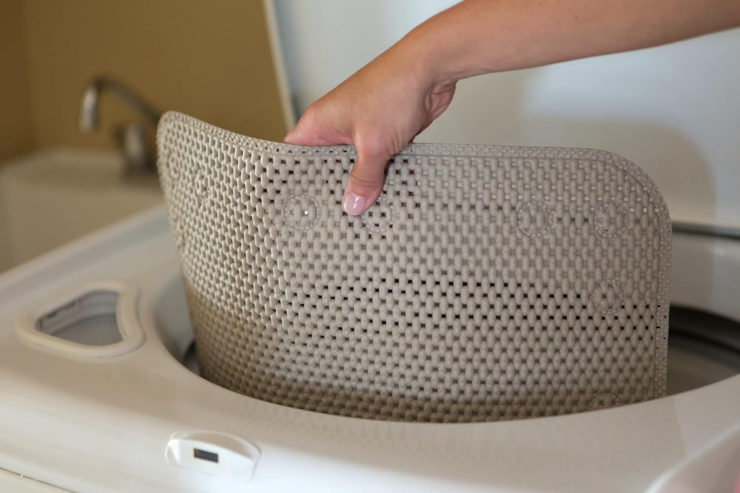 Duck Brand Clorox Cushioned Foam Bath Mat for Tubs, Non-Slip with Suction Cups, 17 Inches X 36 Inches, Taupe