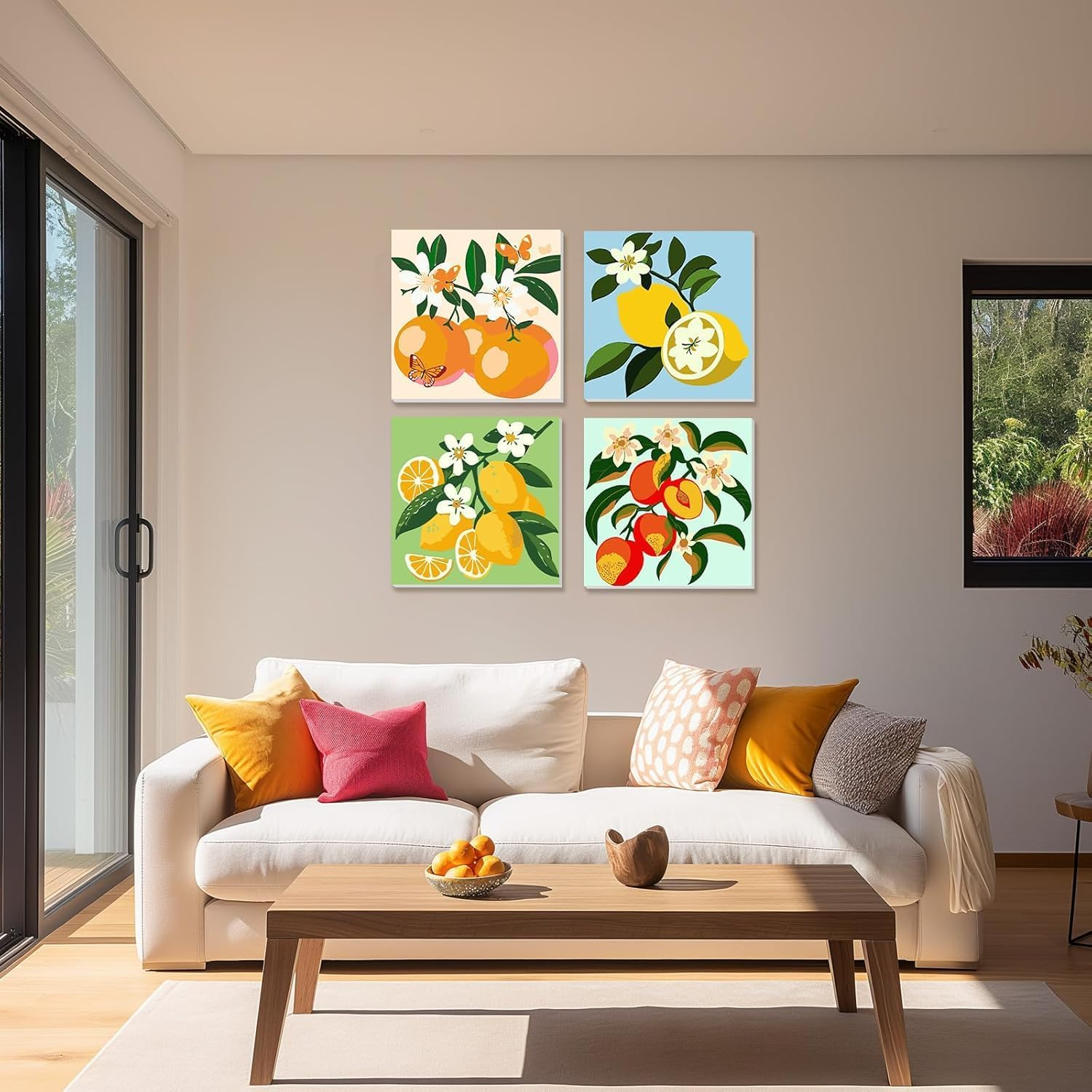 4 Pack Fruit Paint by Numbers Kits for Adults Beginner with Wooden Framed, Color by Numbers on Canvas Painting Kits for Adults, Easy Paint DIY for Home Wall Decor 8X8 Inch image number 4