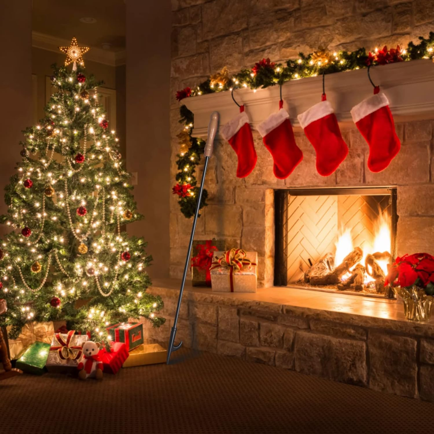 Fireplace Fire Pit Campfire Poker Stick. Uten 32-Inch in Heavy Duty Fireplace Poker. Solid Steel Fire Pit Poker, Fire Pit Accessories for Fireplace Camping Wood Stove Indoor and Outdoor. image number 1