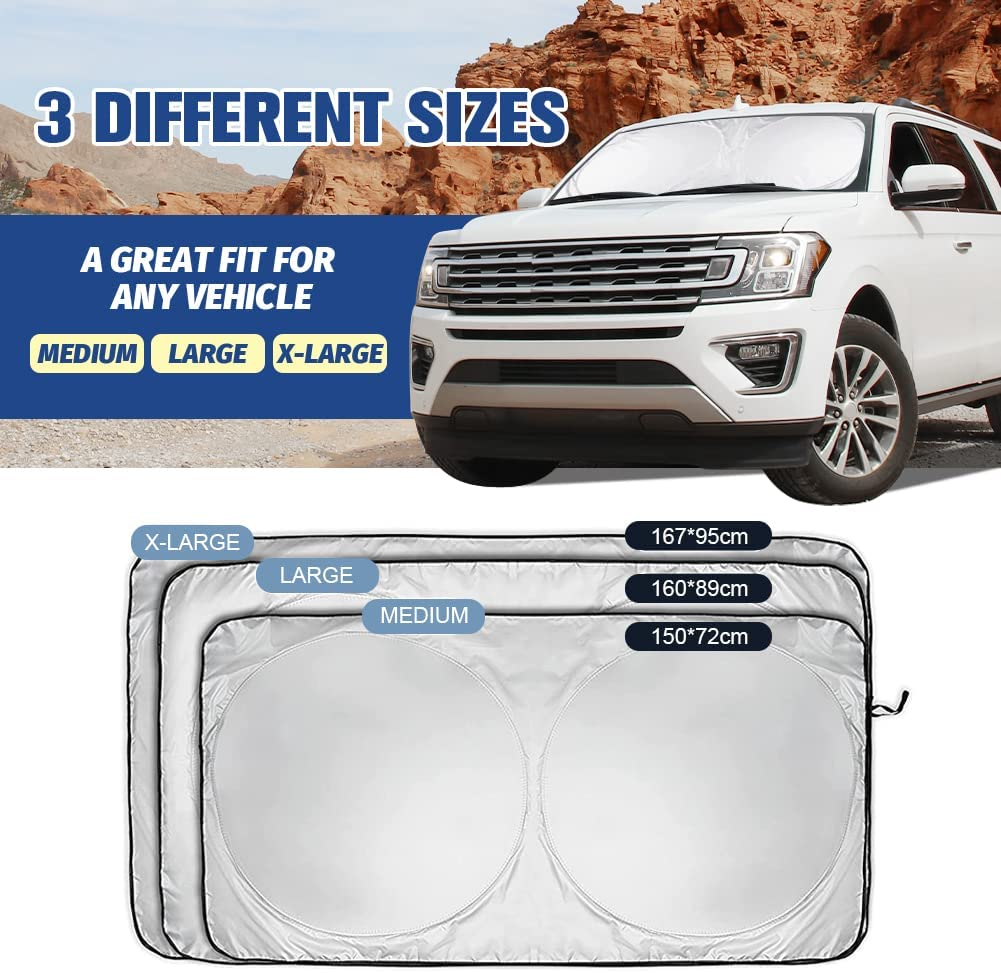 Car Windshield Sun Shade Foldable Car Sunshades for Front Window Polyester Sun Shield for Reflecting UV Rays and Sun Heat Protection image number 5