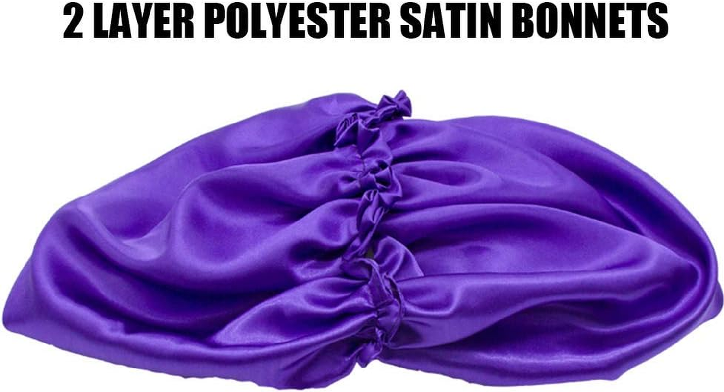 Dehman Adjustable Satin Sleep CAP Hair Bonnet Double Layered Reversible for Women Protective Sleep Hairstyles Satin Bonnet Cap for Hair,Good for Hair image number 3