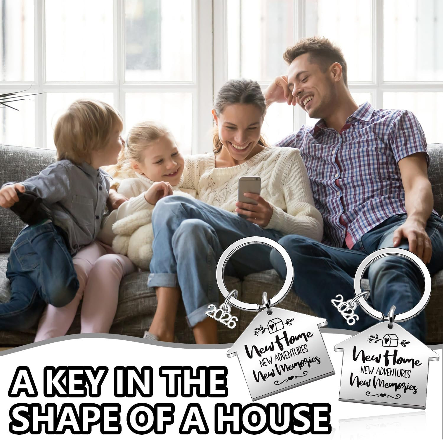 2 Pcs Housewarming New Home Gifts, Funcyboo New Home Keychain Housewarming Key Chain for Sweet Home Owner Wife Husband Present Lover image number 5