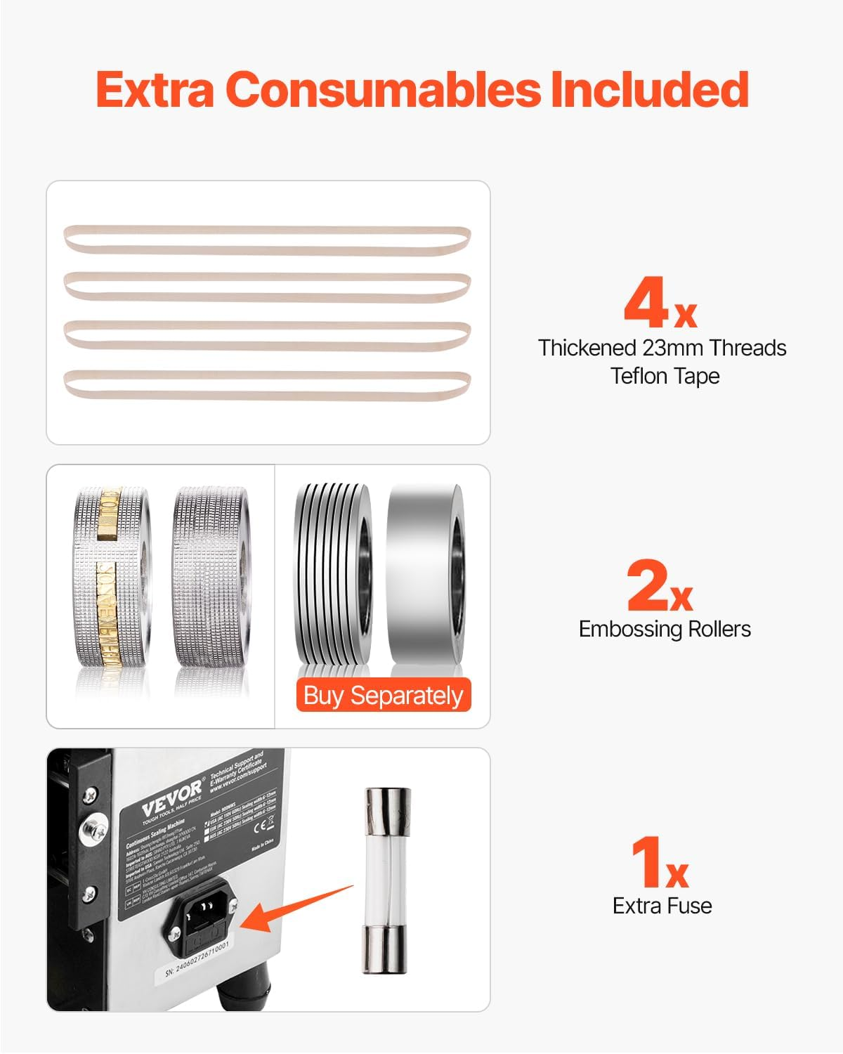 VEVOR Continuous Bag Band Sealing Machine, 6-12 Mm Seal Width, Horizontal Band Sealer Machine with Digital Temperature Control, Carbon Steel Bag Sealer for 0.02-0.8 Mm Plastic Bags Films Membrane