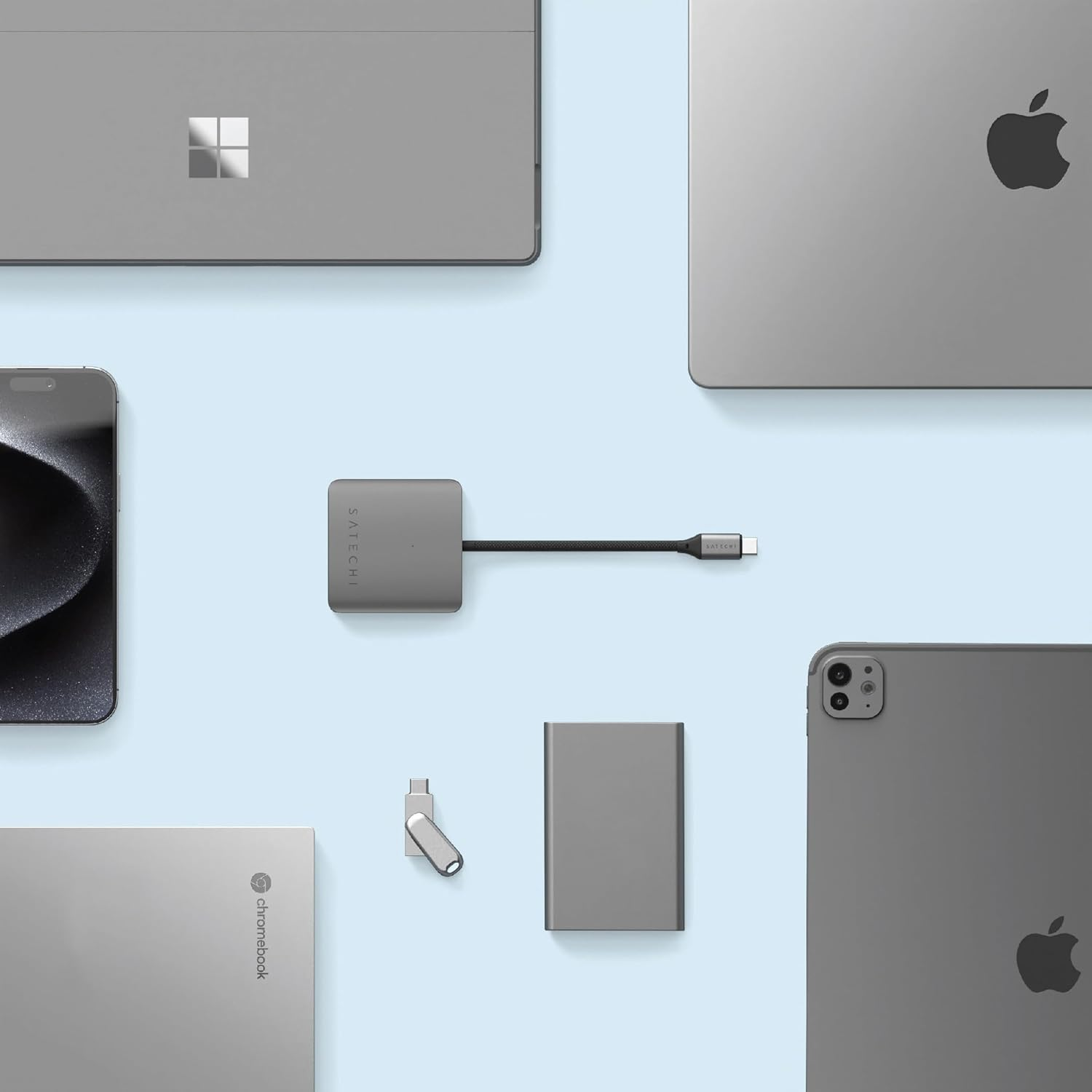 Satechi USB C Hub 4-In-1 Multiport Adapter, 100W USB-C PD Charging, USB 3.2 10Gbps Data Ports for Macbook, Ipad, Windows, Surface, Thinkpad, Chromebook & More (No Video) image number 6